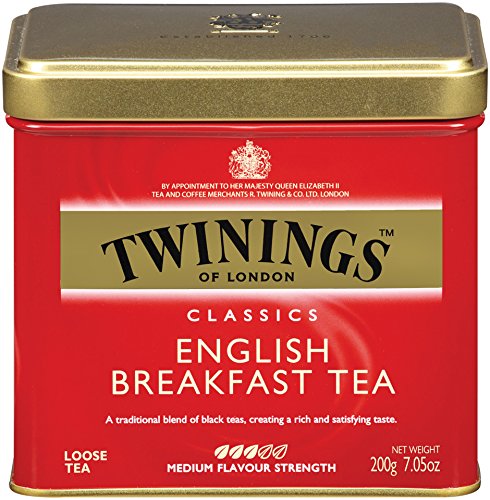 Twinings English Breakfast Loose Tea Tins, Pack of 6, 7.05 Ounce Tins, Smooth, Flavourful, Robust Black Tea, Caffeinated