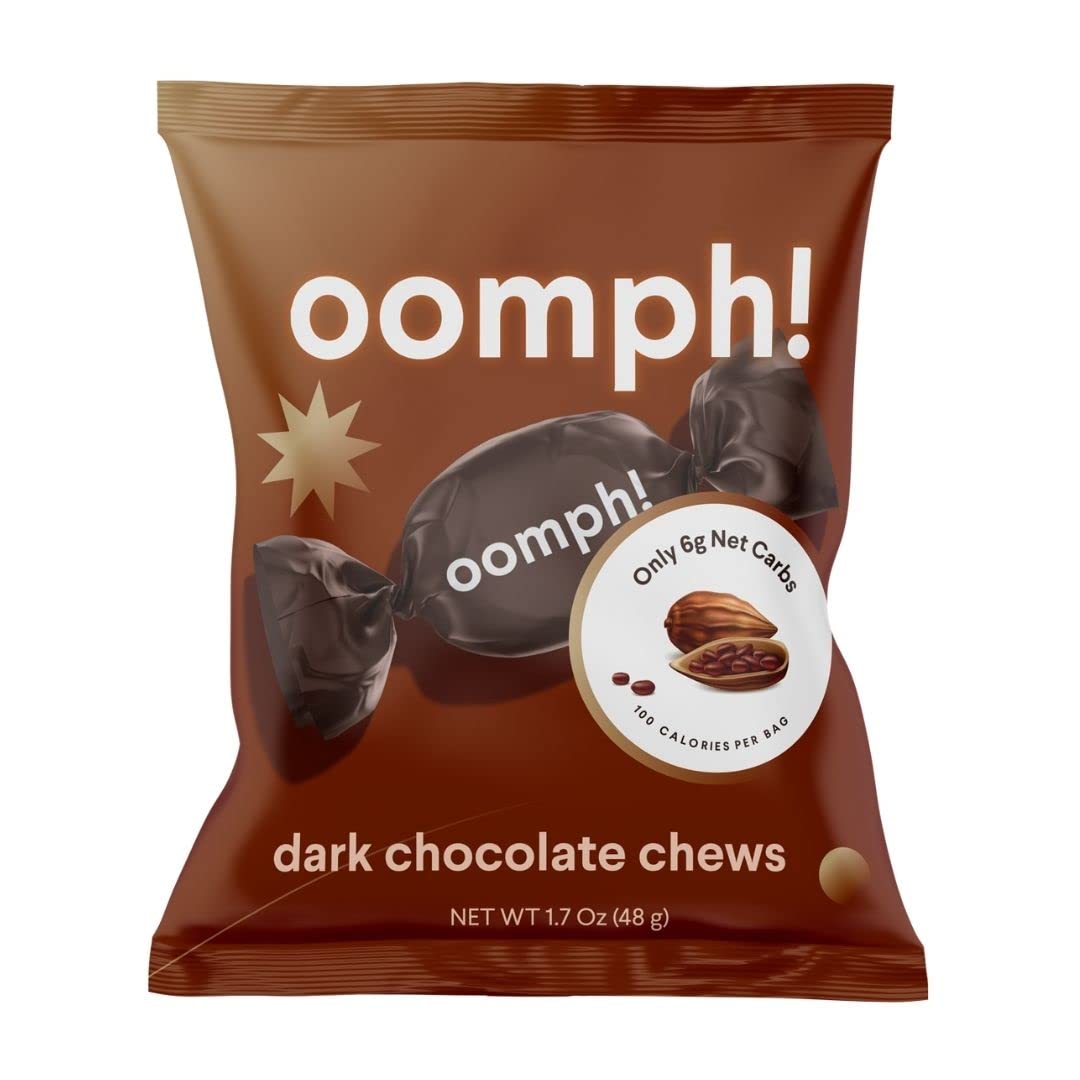 Oomph! Sweets, Sugar Free Dark Chocolate Cocoa Candy Chews, Keto-Friendly Vegan Healthy Gluten Free, Treat for Kids and Adults, Dark Chocolate (6-Pack)