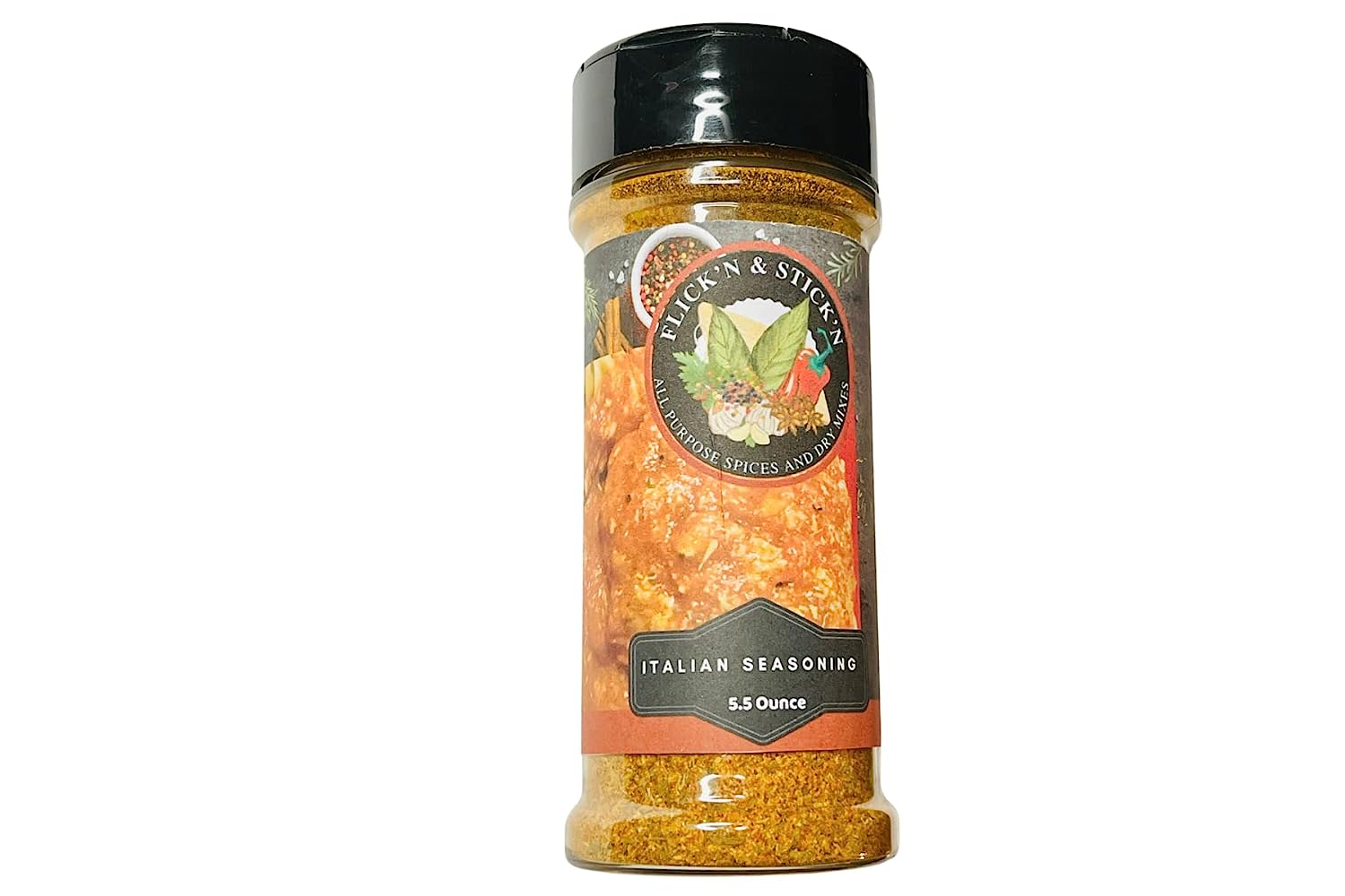 Flick'N & Stick'N Italian seasoning, herbs,garlic,spices,all purpose, 5.5 oz