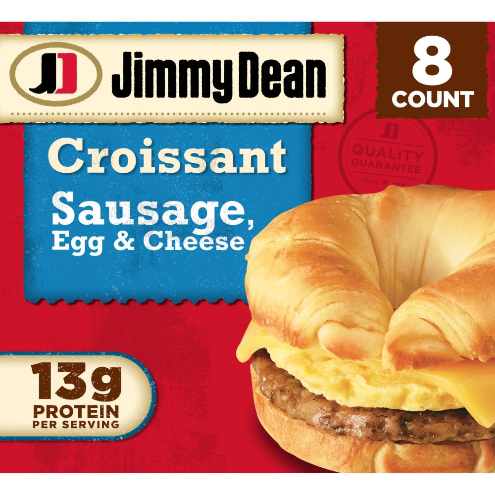 Jimmy Dean Sausage, Egg and Cheese Croissant Breakfast Sandwich, 8 Count (Frozen)