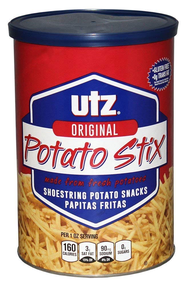 Utz Potato Stix, Original â€“ 15 Oz. Canister â€“ Shoestring Potato Sticks Made from Fresh Potatoes, Crispy, Crunchy Snacks in Resealable Container, Cholesterol Free, Trans-Fat Free, Gluten-Free Snacks