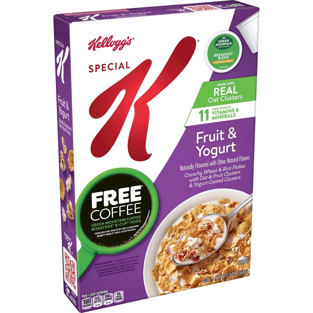 Special K Cold Breakfast Cereal, 11 Vitamins and Minerals, Fruit and Yogurt, 13oz Box (1 Box)