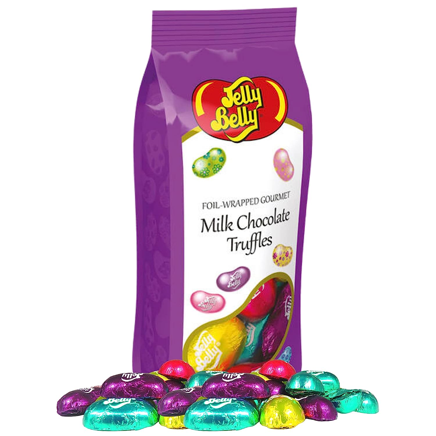 Jelly Belly Candy Company Individually Foil Wrapped Milk Chocolate Truffles, Gourmet Chocolates in Gift Bag, Easter Basket Fillers, Party Favors for Birthdays, Weddings, and More, 6 Ounces