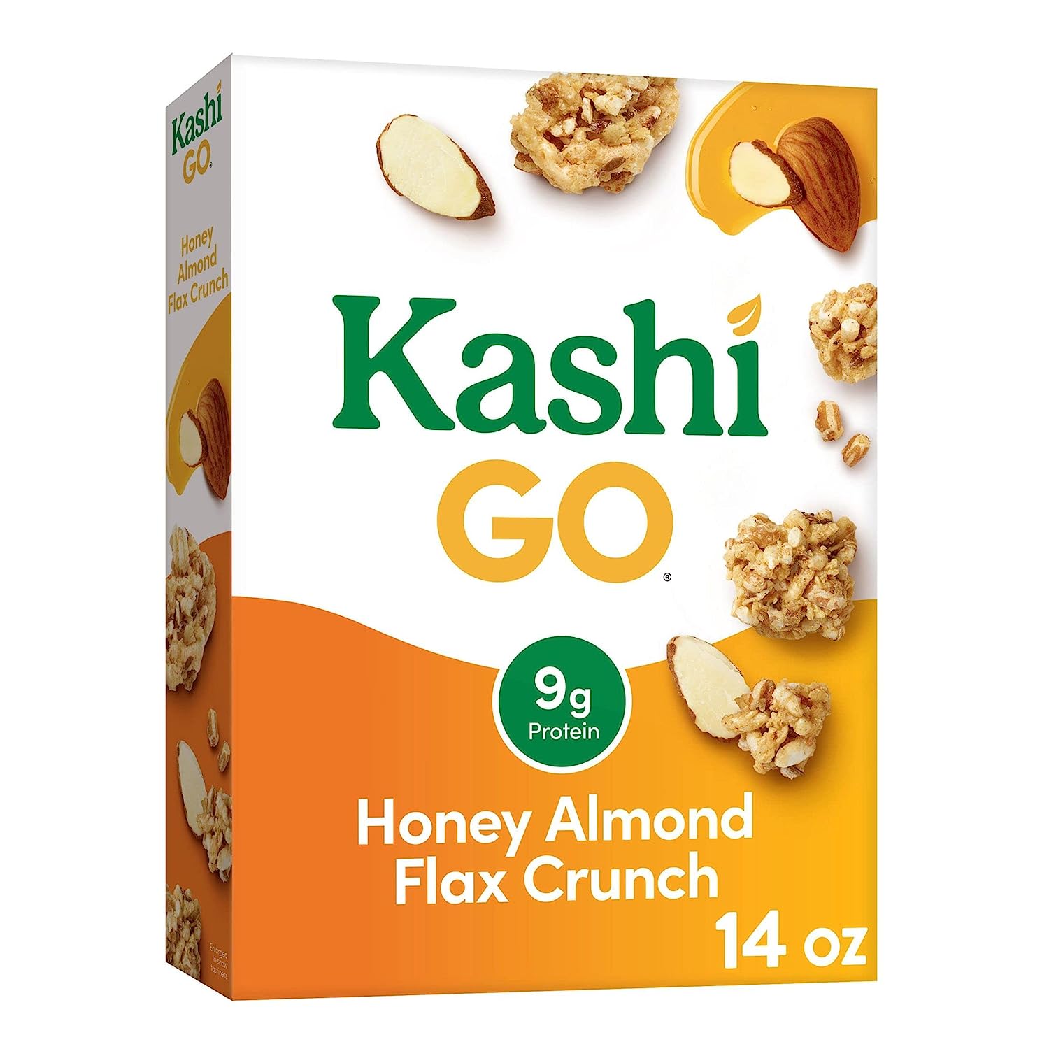 Kashi GO Breakfast Cereal, Vegetarian Protein, Fiber Cereal, Honey Almond Flax Crunch, 14oz Box (1 Box)