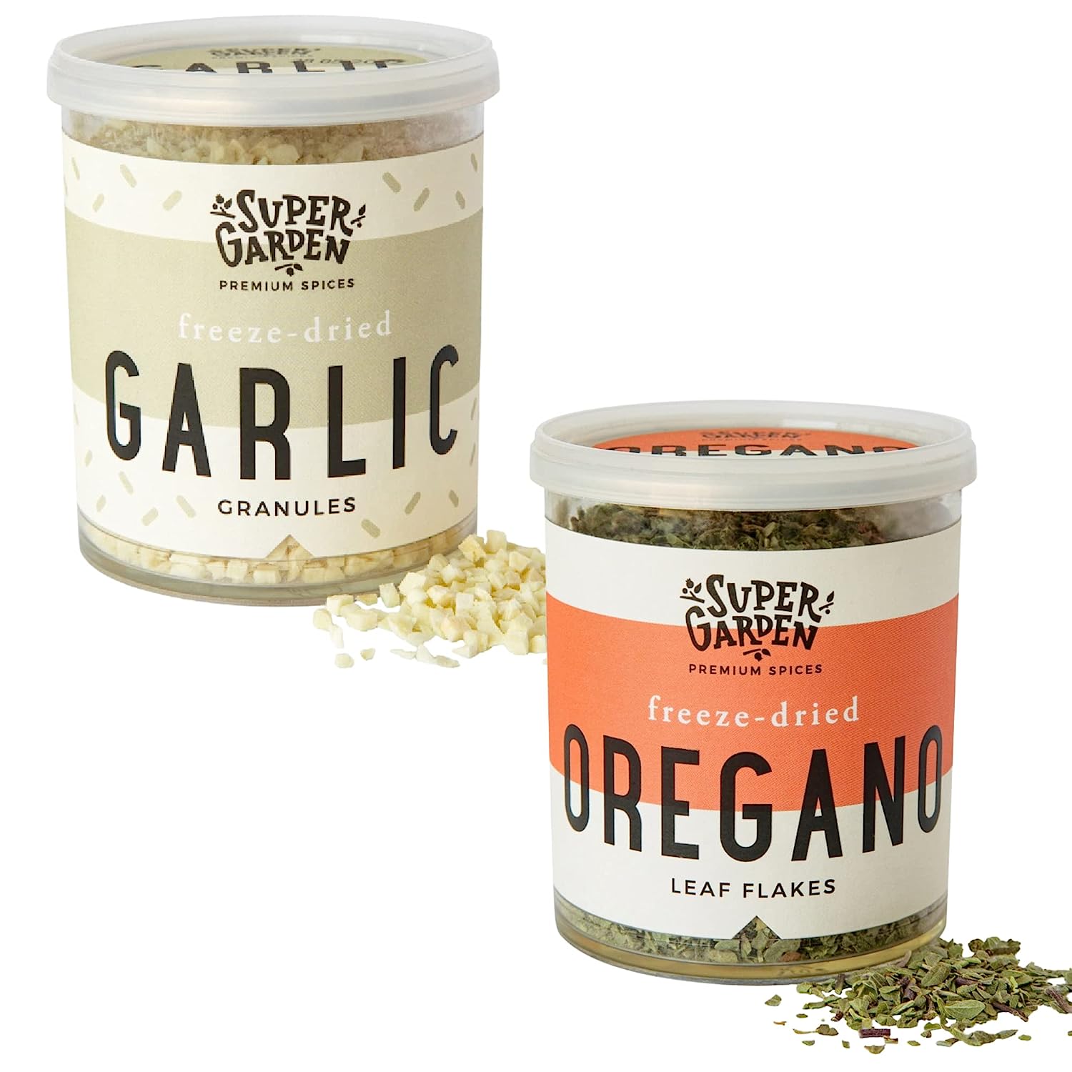 Freeze Dried Garlic and Oregano Bundle - 100% Pure & Natural Freeze Dried Spices for Cooking - Dried Herbs, Spices & Seasonings by Super Garden