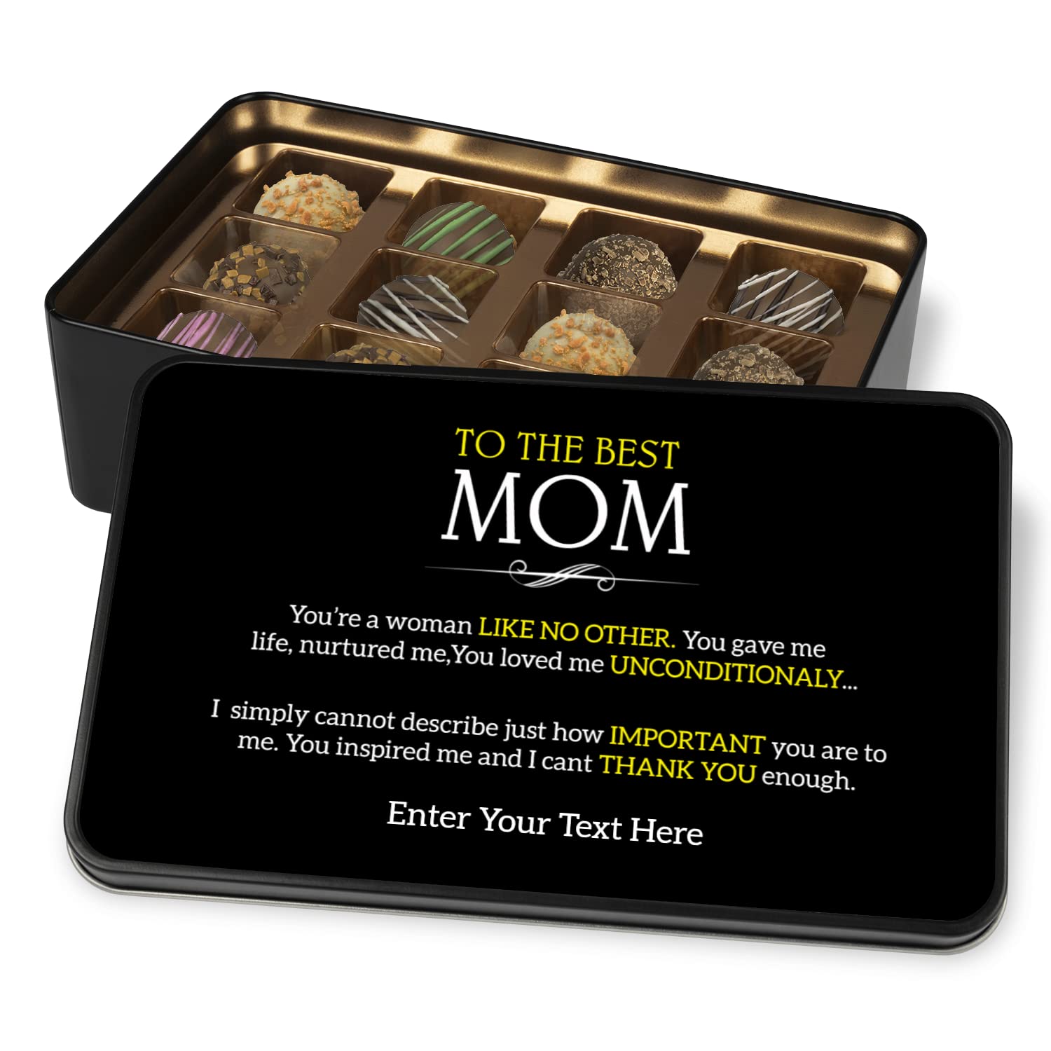 To The Best Mom Personalized Handmade Chocolates In Keepsake Tin - Gifts For Mom - Mom Gifts Gifts For Her Gifts For Women With Personalized Text