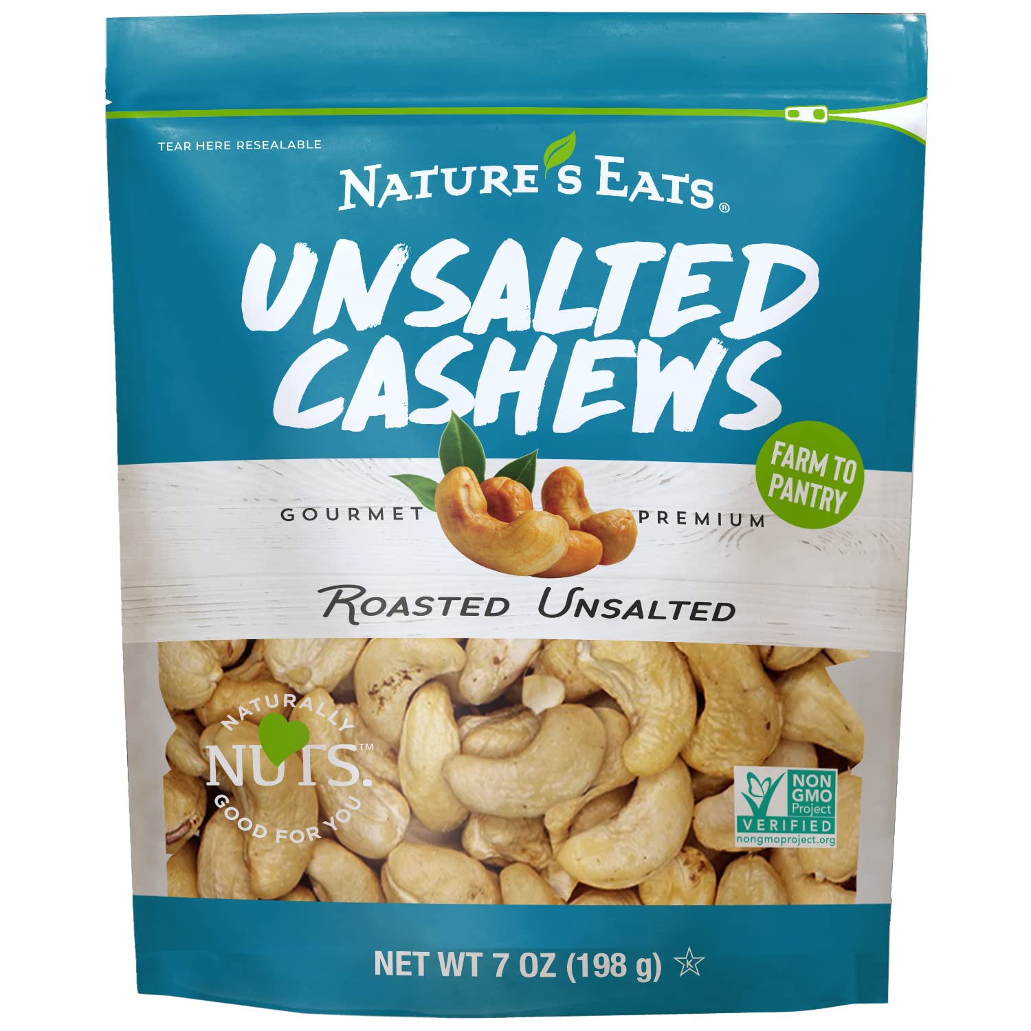 Nature's Eats Cashews Roasted No Salt, 7 Oz