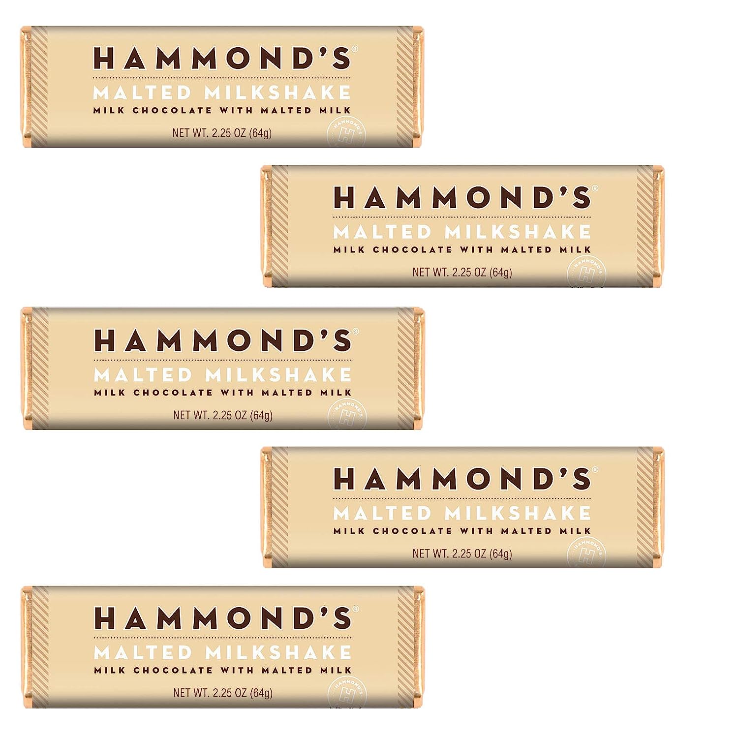 Hammond's Candies Gourmet Chocolate Candy Bars Malted Milkshake | Sweet Milk Chocolate with Malted Milk