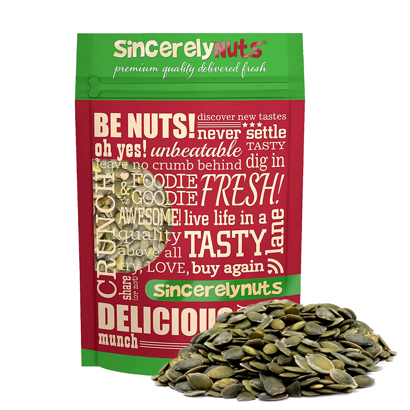 Sincerely Nuts - Raw Unsalted Shelled Pepitas Pumpkin Seeds | Healthy Antioxidant All Natural Snack Food or Toppings | Vegan