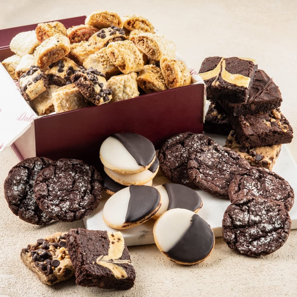 Dulcet Gift Baskets Fresh Baked Grandiose Classic Bakery Gift Box Filled with Chocolate Brownies, Black and White Cookies & Treats Great Gift Basket for Holidays, Sympathy, Get Well, Corporate Gifting & Celebrations with Friends, Family, Men & Women