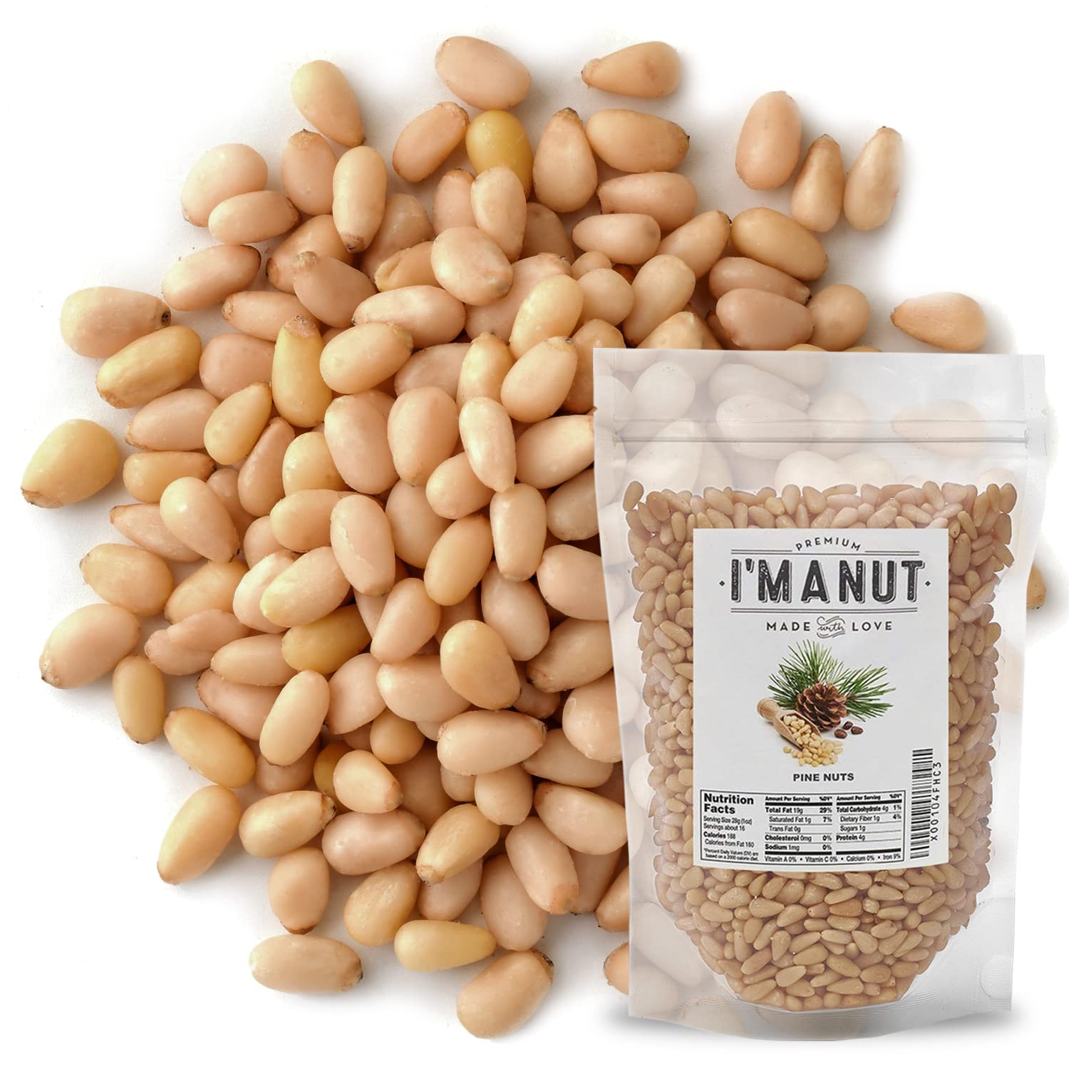 Raw Pine Nuts 16 oz (1 lb) | Whole and Natural | NO PPO | Steam Pasteurized | Great for Pesto