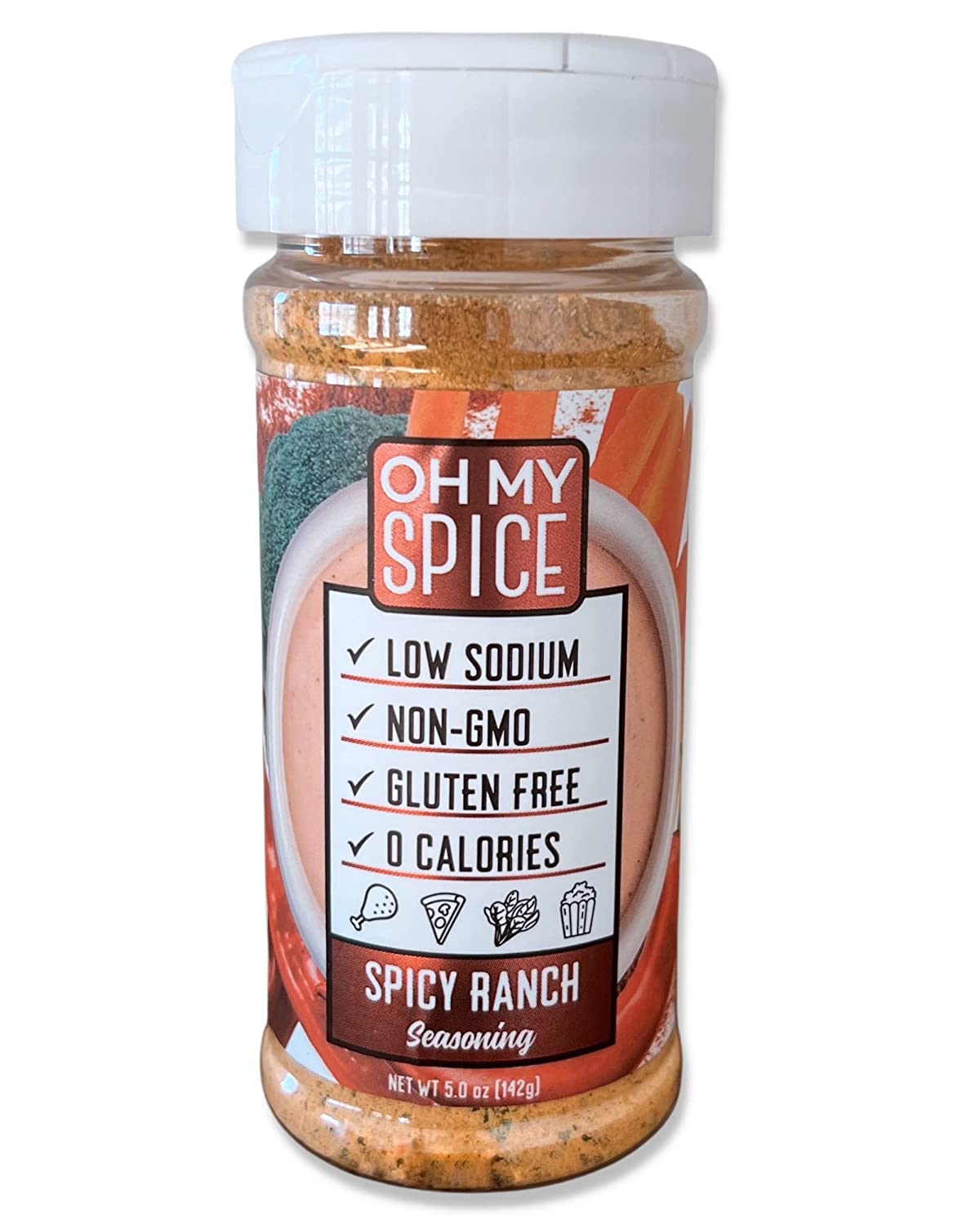 Spicy Ranch Seasoning by Oh My Spice | Low Sodium, 0 Calories, 0 Carbs, 0 Sugar, Gluten Free, Paleo, Non GMO, No MSG, No Preservatives | Gourmet Healthy Seasonings for Cooking & Topper Dressing Mix