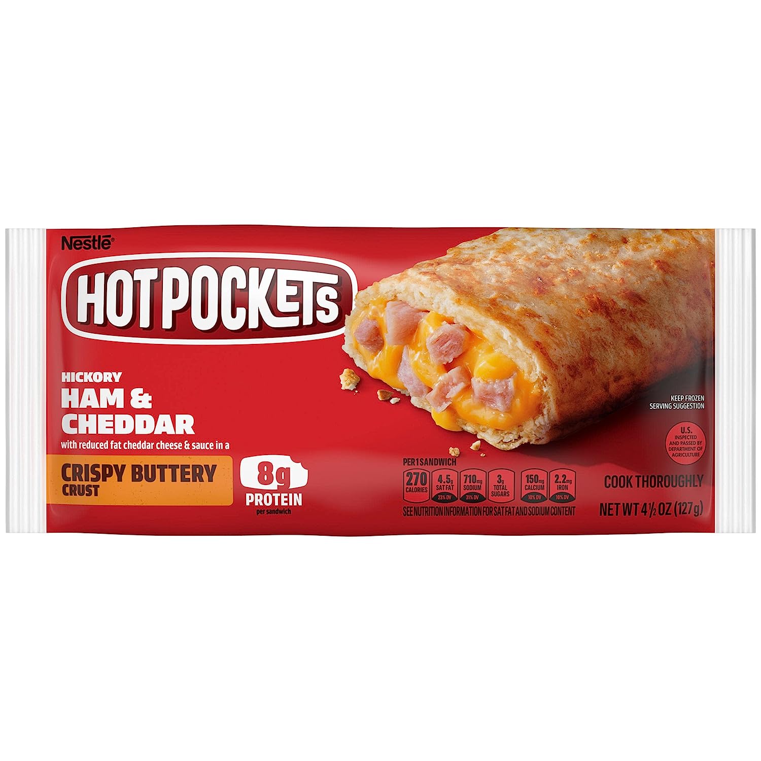 Hot Pockets Hickory Ham Cheddar Frozen Snacks in a Crispy Buttery Crust