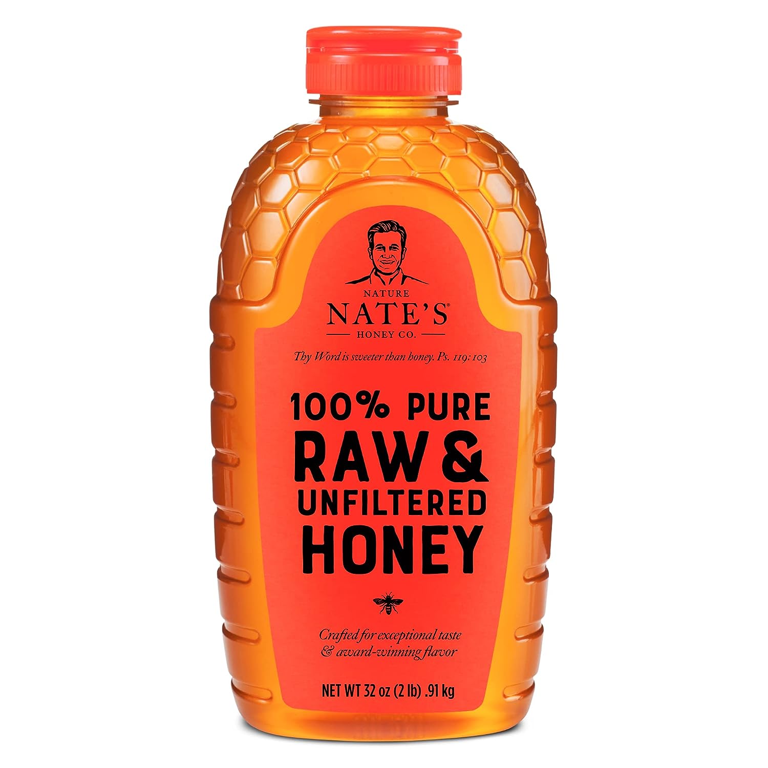 Nature Nateâ€™s 100% Pure, Raw & Unfiltered Honey; 32oz. Squeeze Bottle; Award-Winning Taste