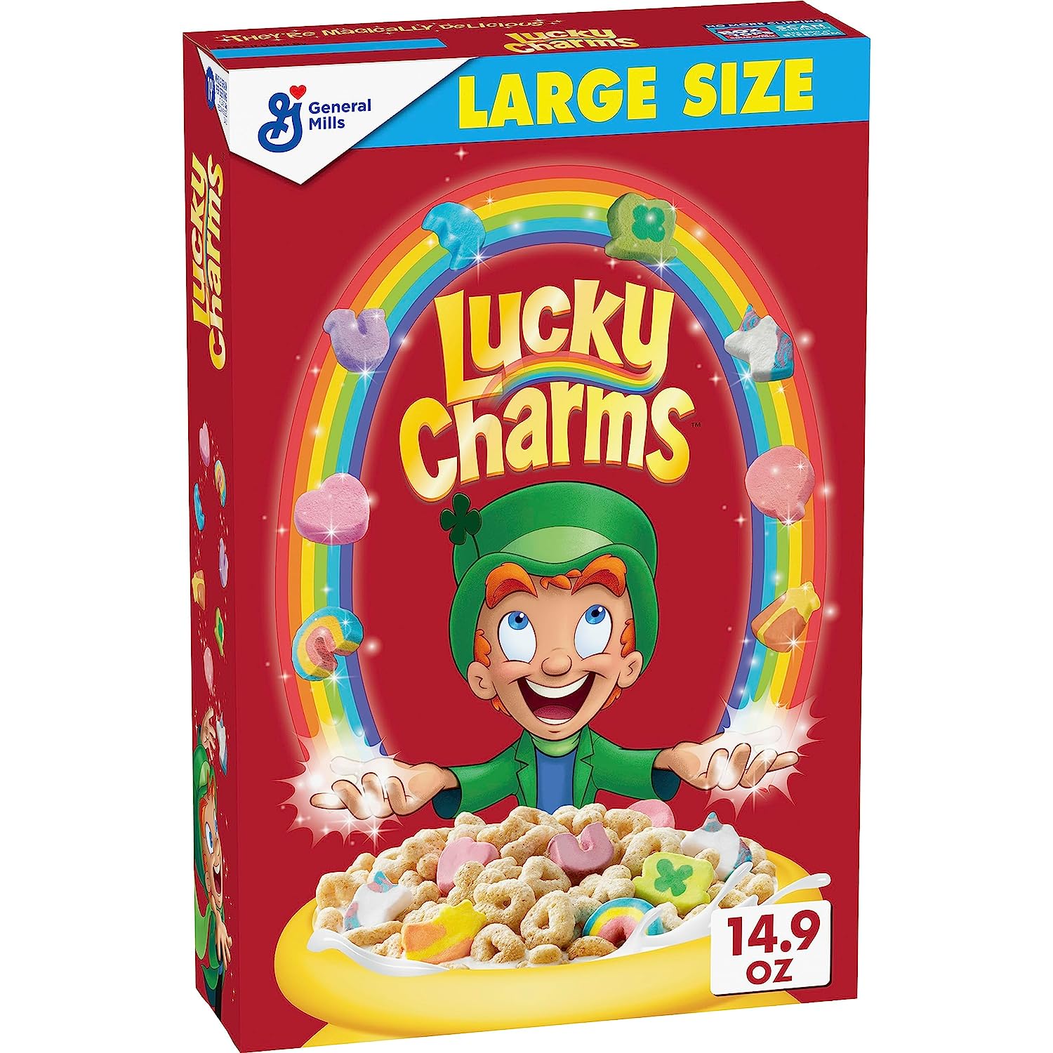 Lucky Charms Gluten Free Cereal with Marshmallows, Kids Breakfast Cereal with Whole Grain Oats, Large Size, 14.9 OZ