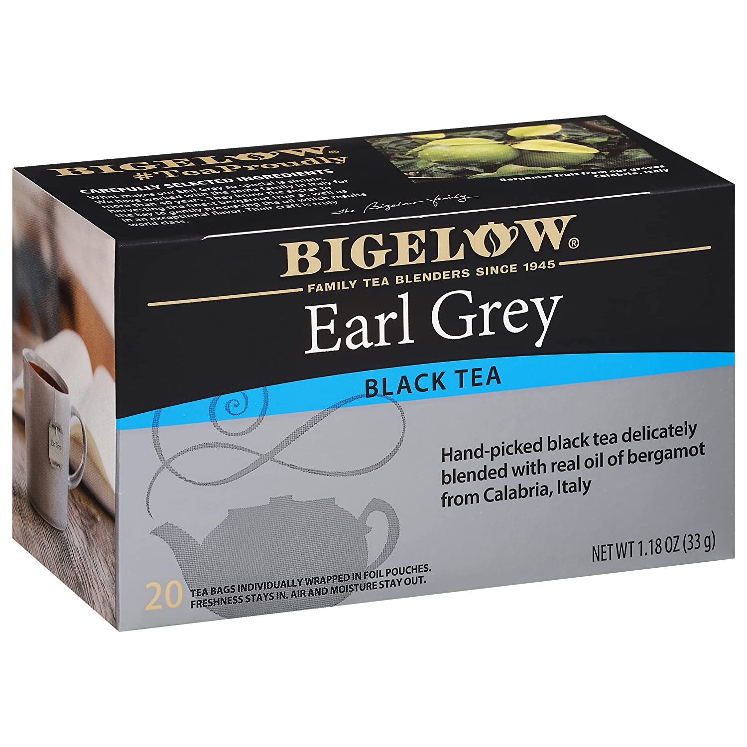 Bigelow Tea Earl Grey Black Tea, Caffeinated, 120 Total Tea Bags, 20 Count (Pack of 6)