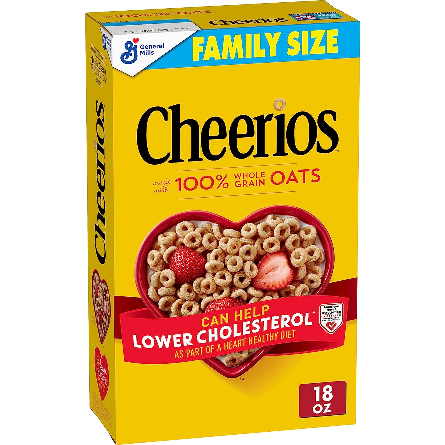 Cheerios Heart Healthy Cereal, Gluten Free Cereal with Whole Grain Oats, Family Size, 18 OZ