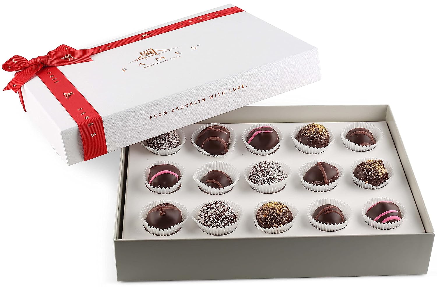 Luxury Chocolate Assortment Gift Box - Handcrafted Deluxe Chocolate Gift - Kosher, Dairy Free and Chocolate Covered Nuts, Coffee Cream, Premium Coconut, Berry Filled, Rum, & Hazelnut Truffle - Boxed in Premium Special Package