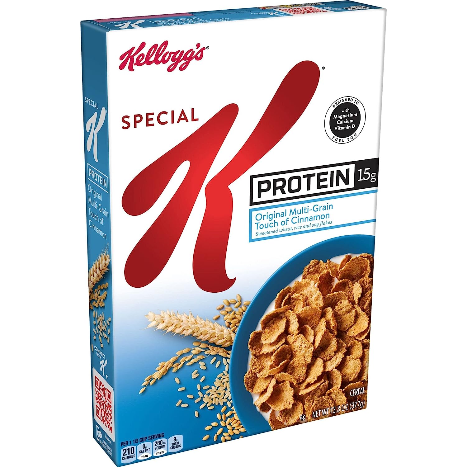 Special K Protein Cold Breakfast Cereal, 15g Protein, 11 Vitamins and Minerals, Original Multi-Grain Touch of Cinnamon, 13.3oz Box (1 Box)