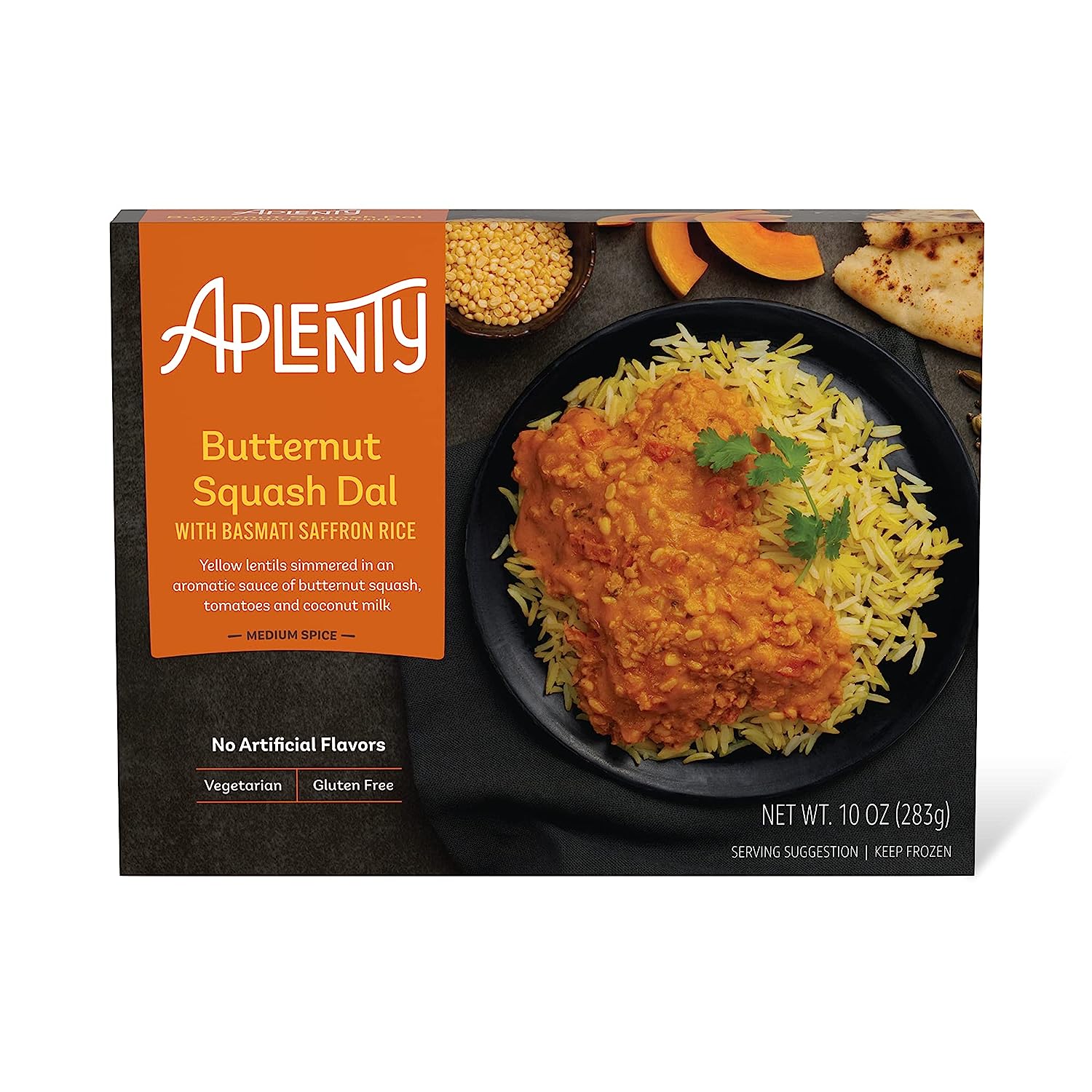 Amazon Brand - Aplenty, Butternut Squash Dal with Basmati Saffron Rice, 10 oz (Frozen)