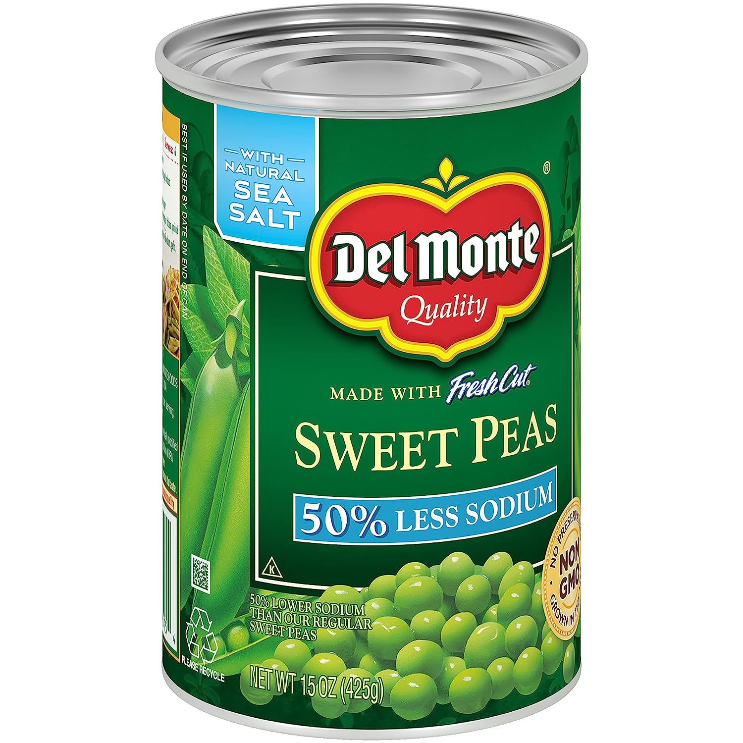 Del Monte Canned Sweet Peas with 50% Less Sodium, 15 Ounce (Pack of 12)