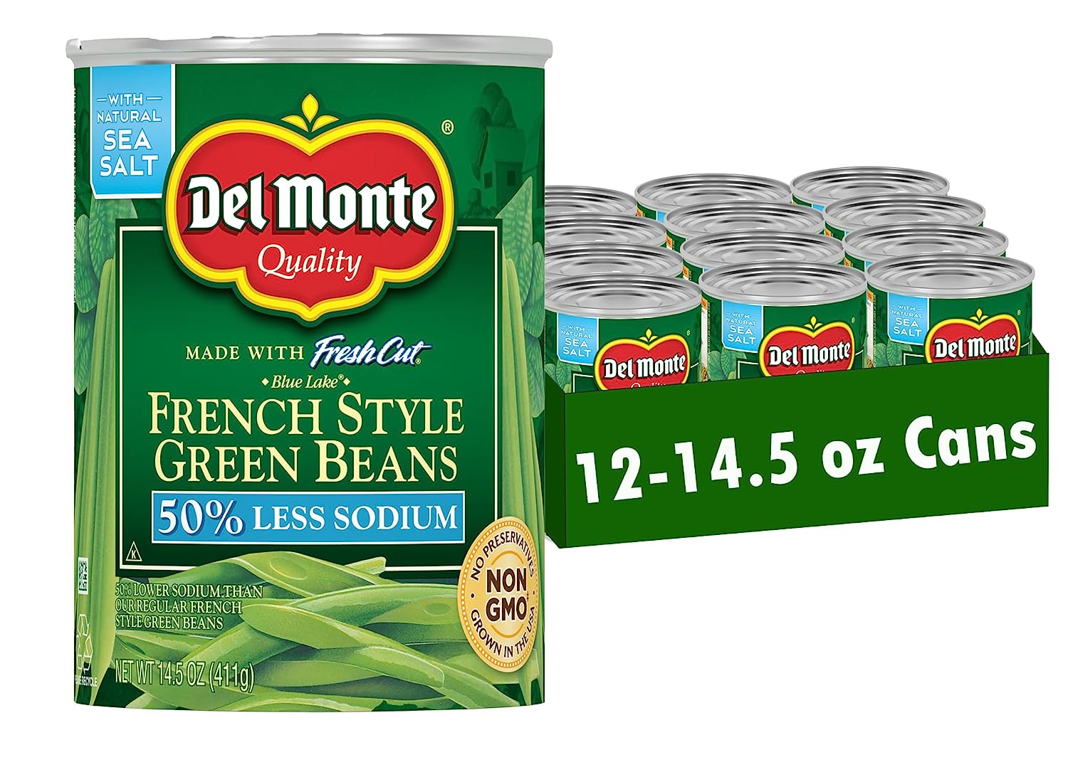 Del Monte Canned Fresh Cut French Style Green Beans with 50% Less Sodium