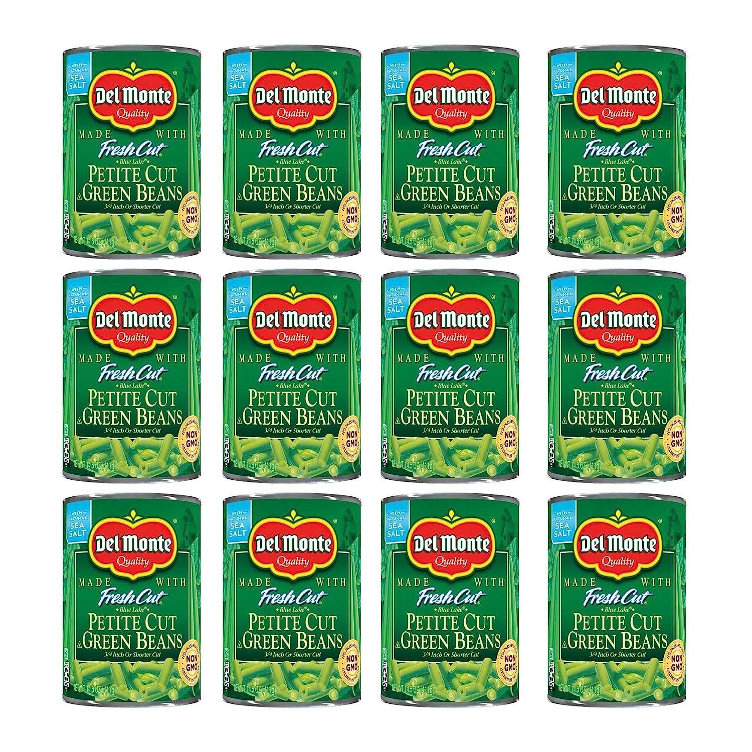 Del Monte Petite Cut Green Beans, 14.5 Oz, (Pack Of 12)