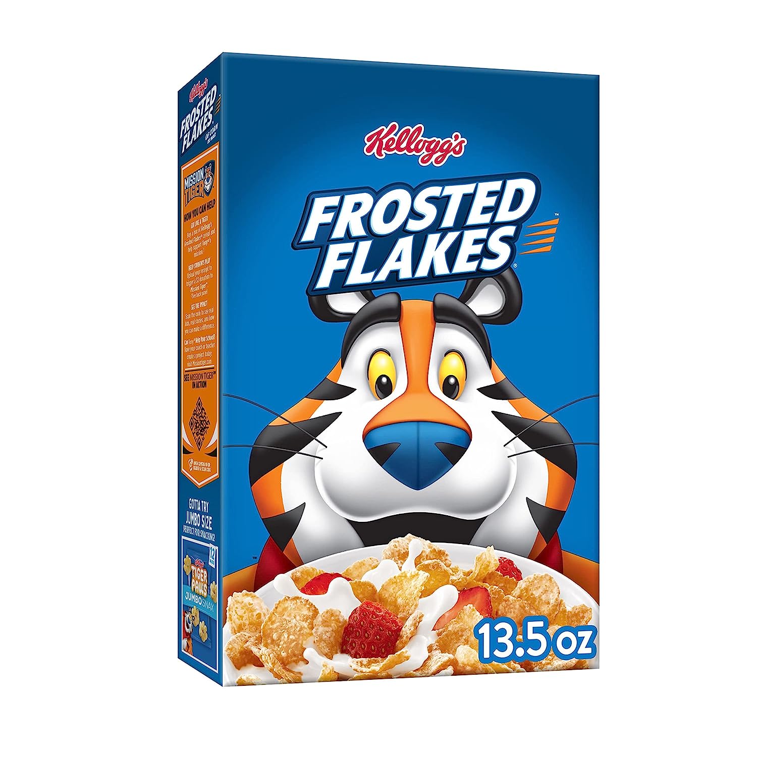 Frosted Flakes Cold Breakfast Cereal, 8 Vitamins and Minerals, Kids Snacks, Family Size, Original, 13.5oz Box (1 Box)