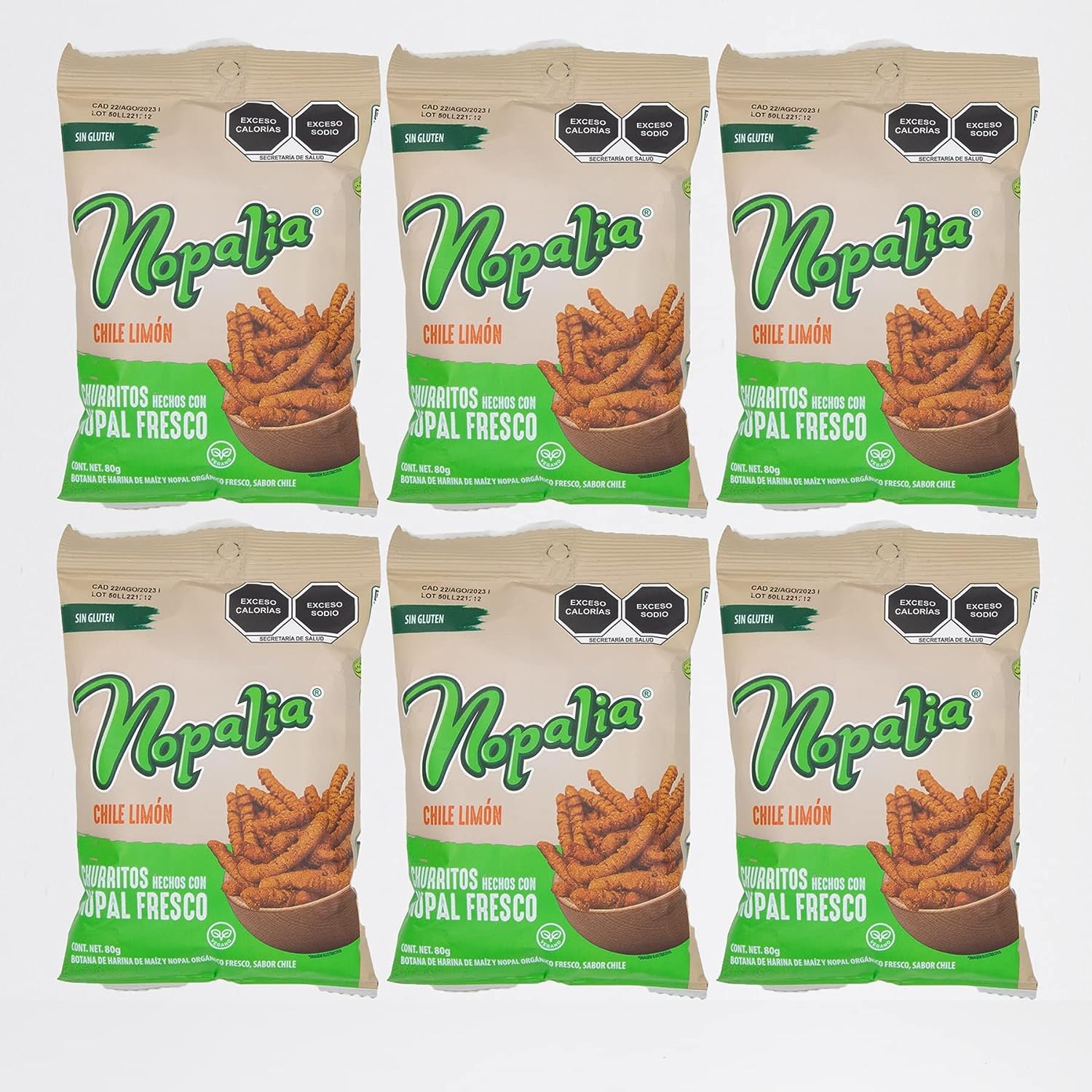 Nopalia Corn and Organic Cactus Snacks Churritos (Chile Limon