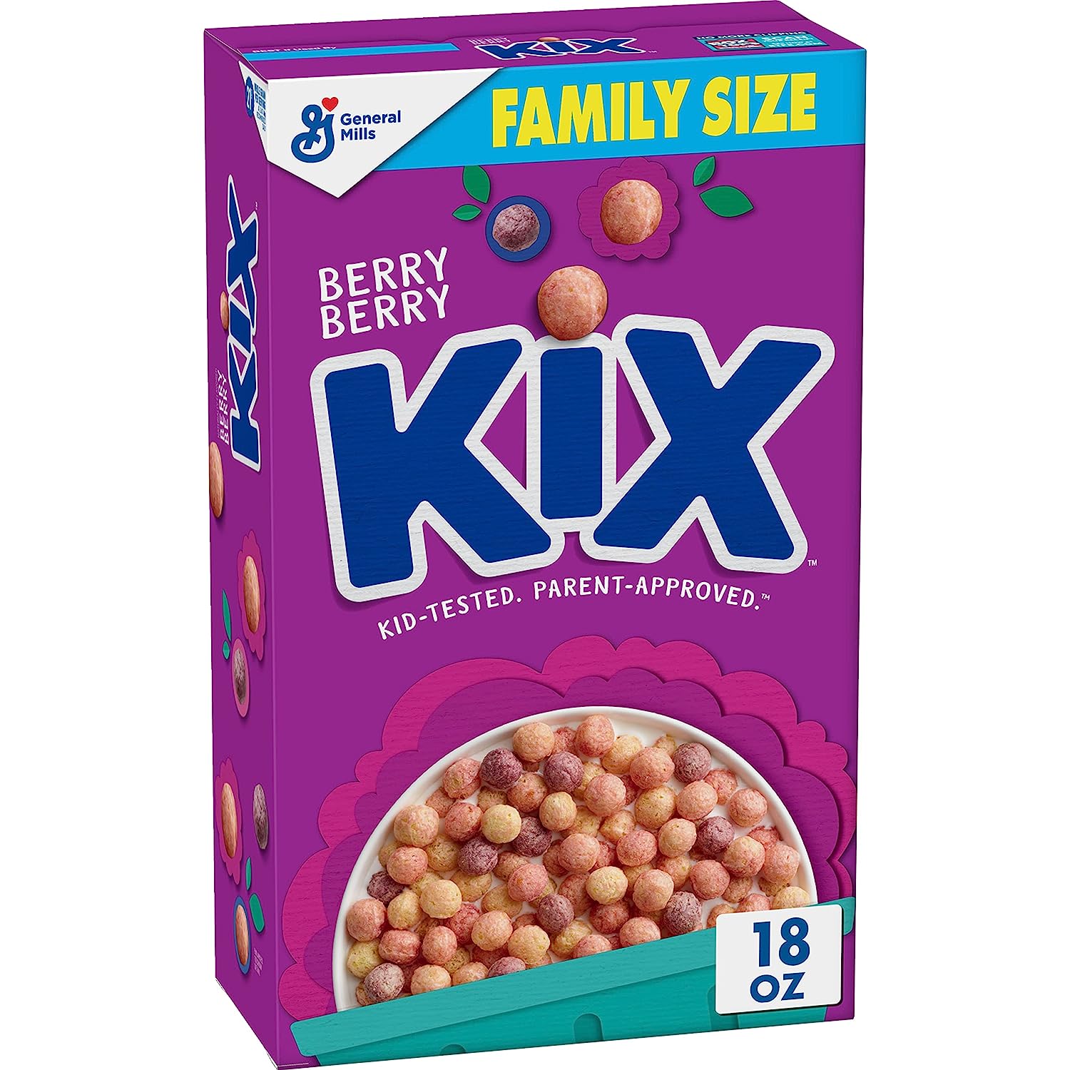 Berry Berry Kix Whole Grain Breakfast Cereal, Crispy Corn Cereal, Family Size, 18 oz