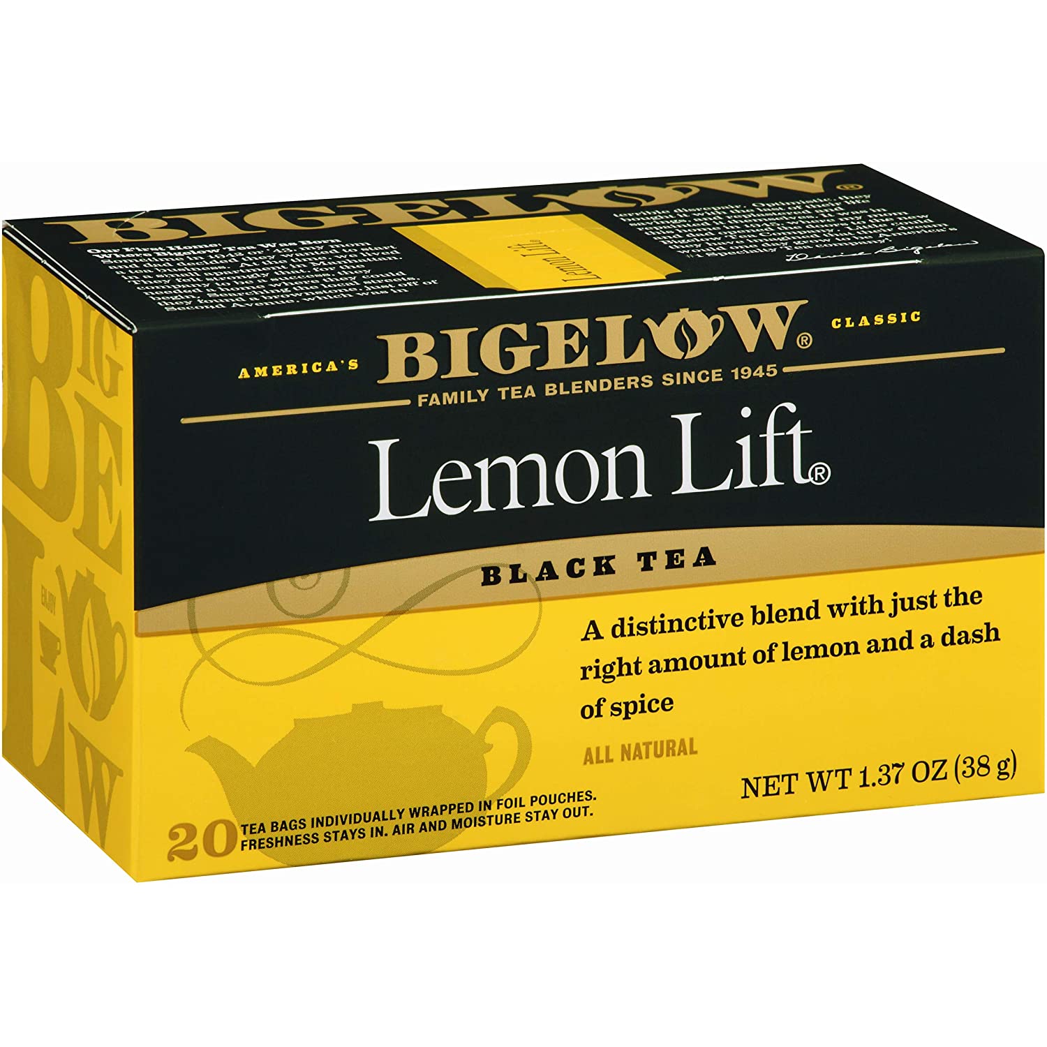 Bigelow Tea Lemon Lift Black Tea, Caffeinated, 20 Count (Pack of 6), 120 Total Tea Bags