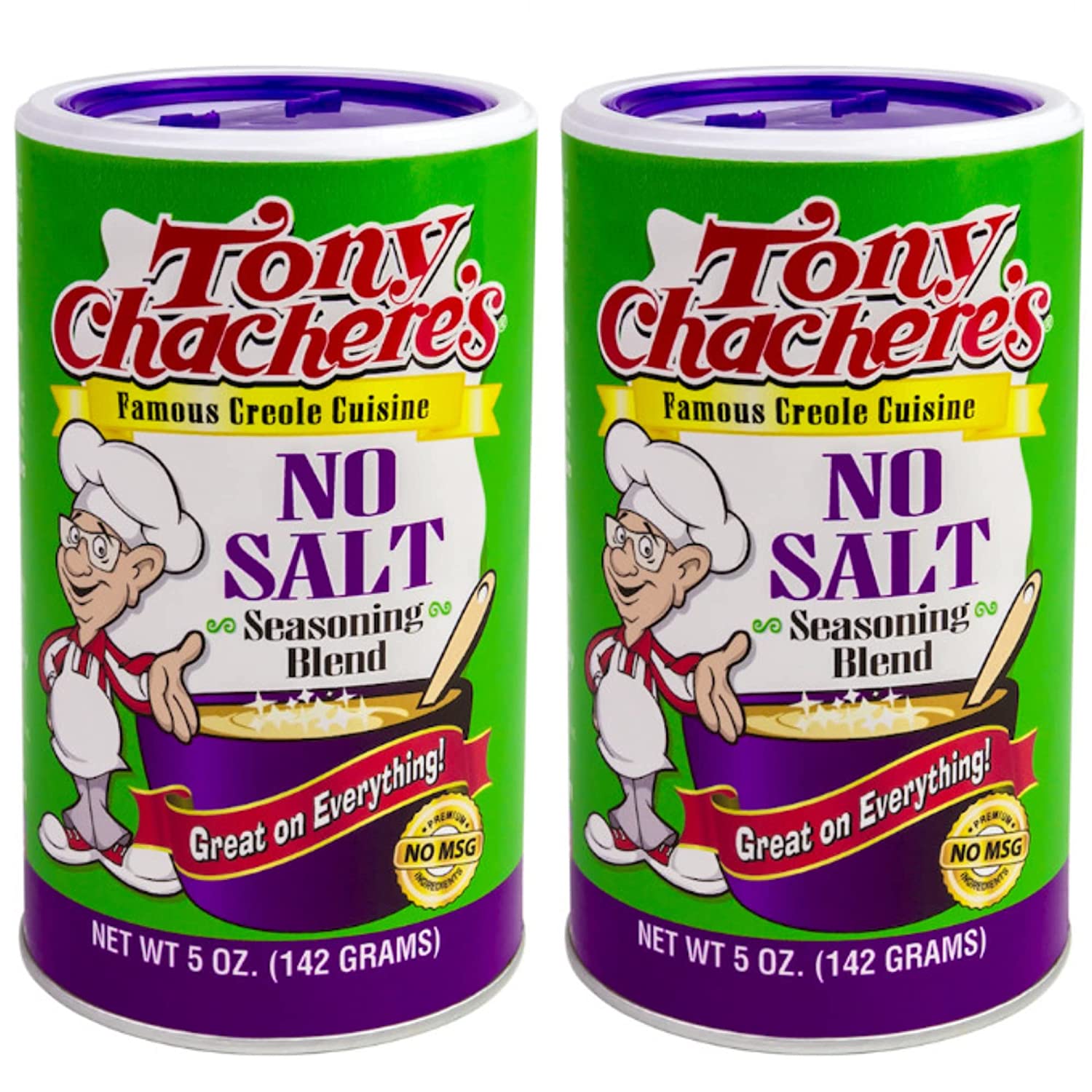 Tony Chachere's Seasoning 5 Ounce Canisters (No Salt) 2 Pack - Skip The Sodium and Not Taste