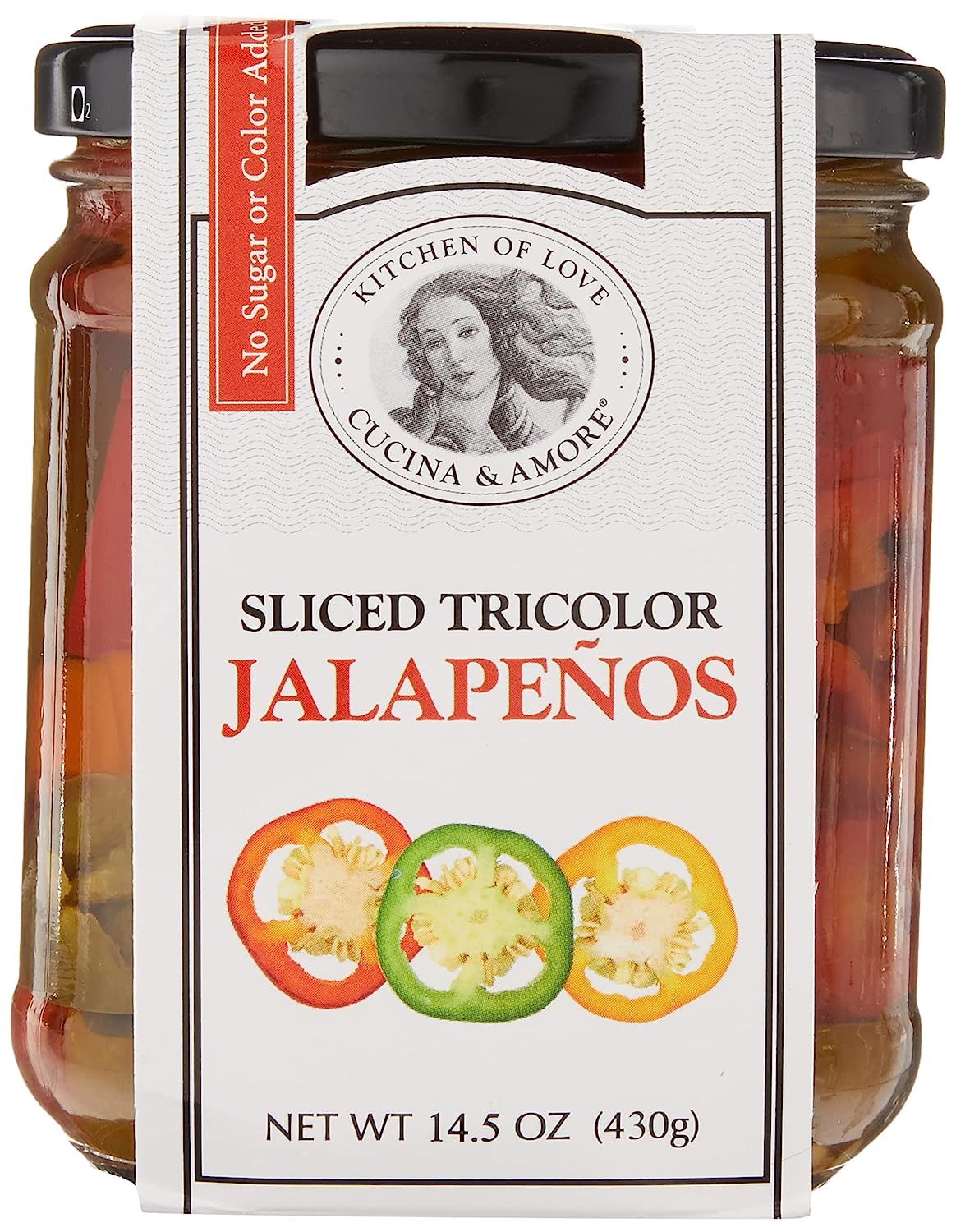 Cucina & Amore Sliced Tricolor JalapeÃ±os, 14.5 Ounce