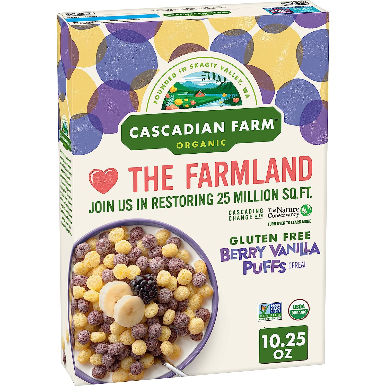 Cascadian Farm Organic Berry Vanilla Puffs Cereal