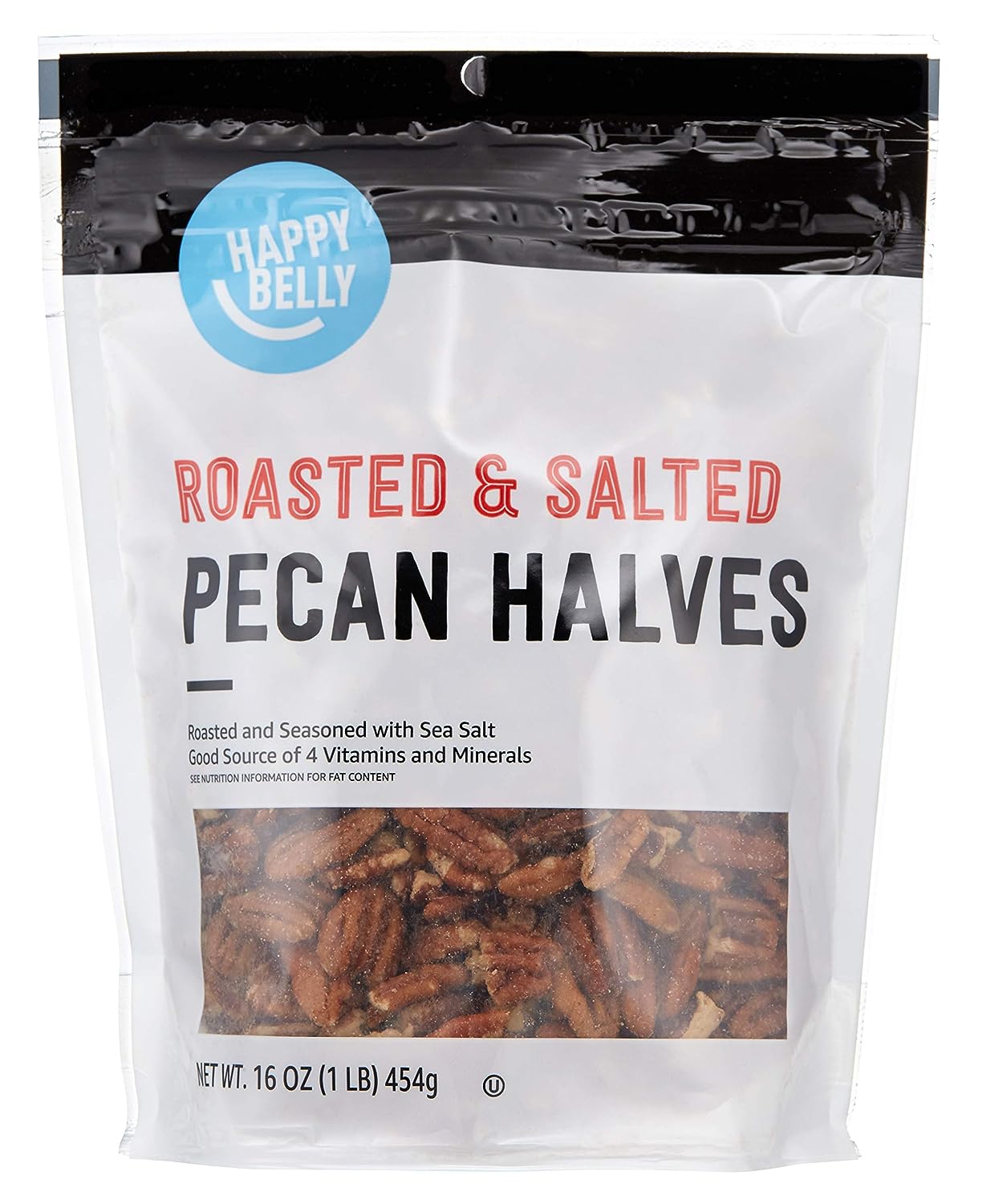 Amazon Brand - Happy Belly Roasted and Salted Pecan Halves