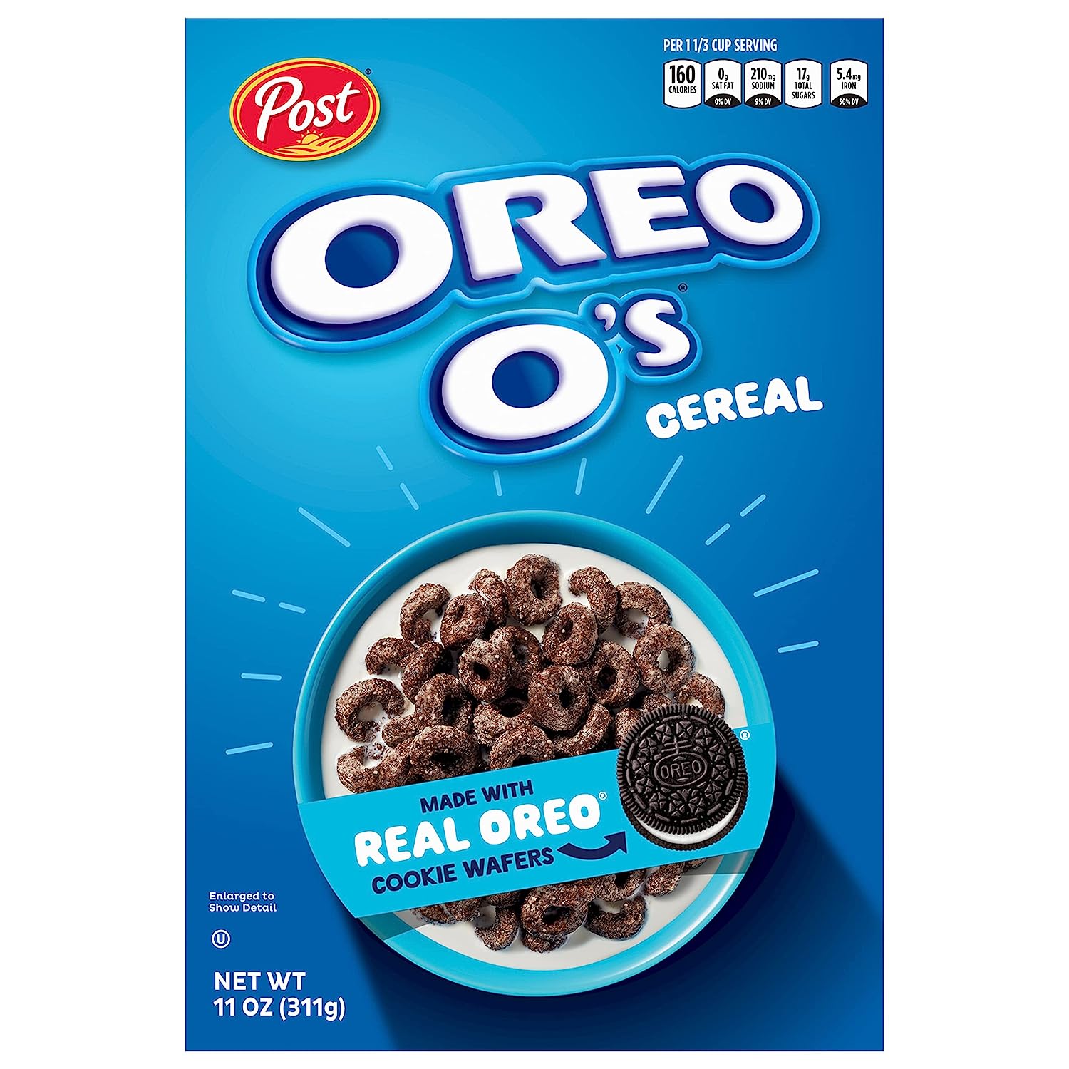 Post Oreo O's Breakfast Cereal Sweetened Corn and Oat Cereal, 11 Ounce (pack of 1)