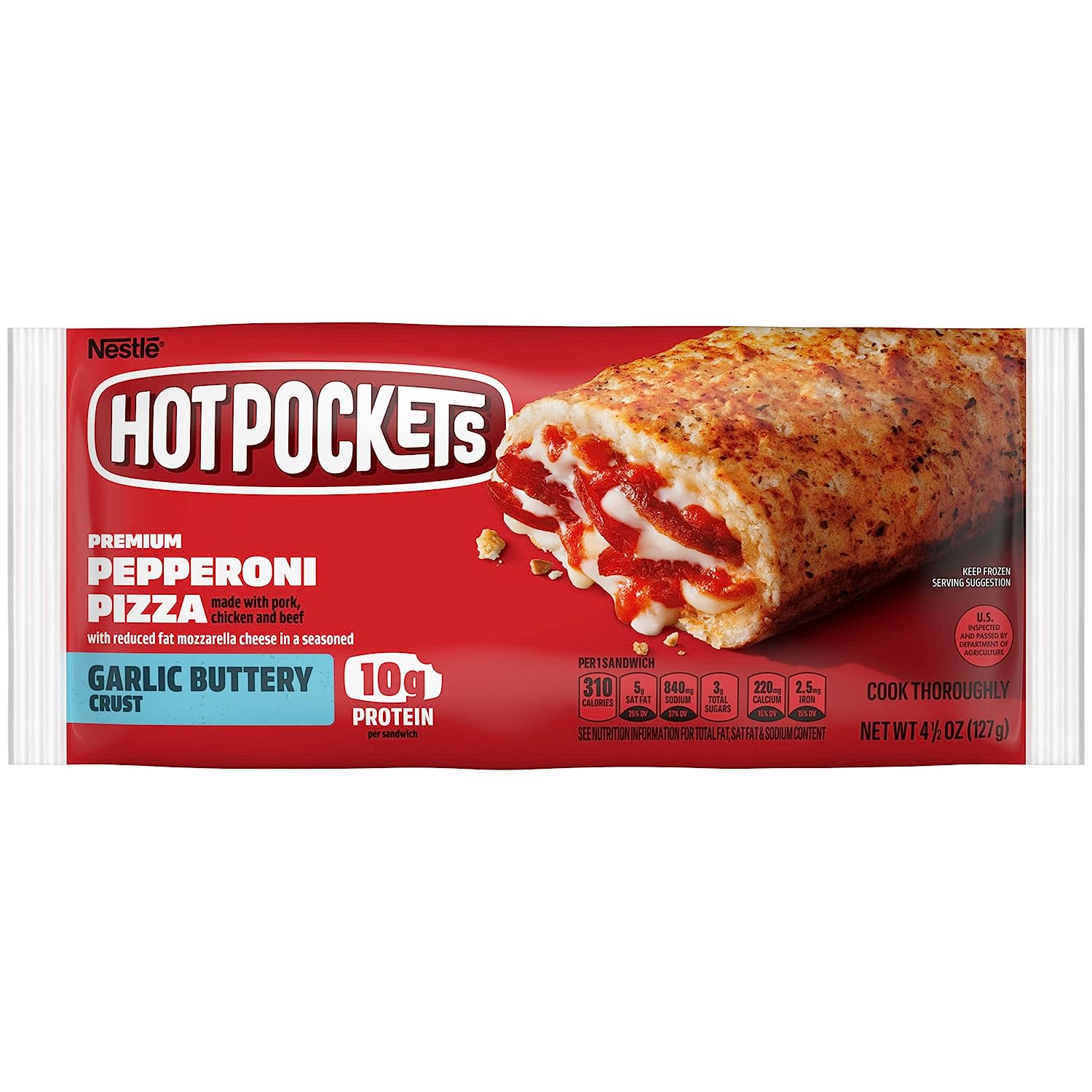 Hot Pockets Pepperoni Pizza Garlic Buttery Crust Frozen Snacks