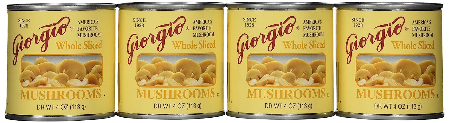 Giorgio whole sliced Mushrooms, 4 Ounce (Pack of 12)