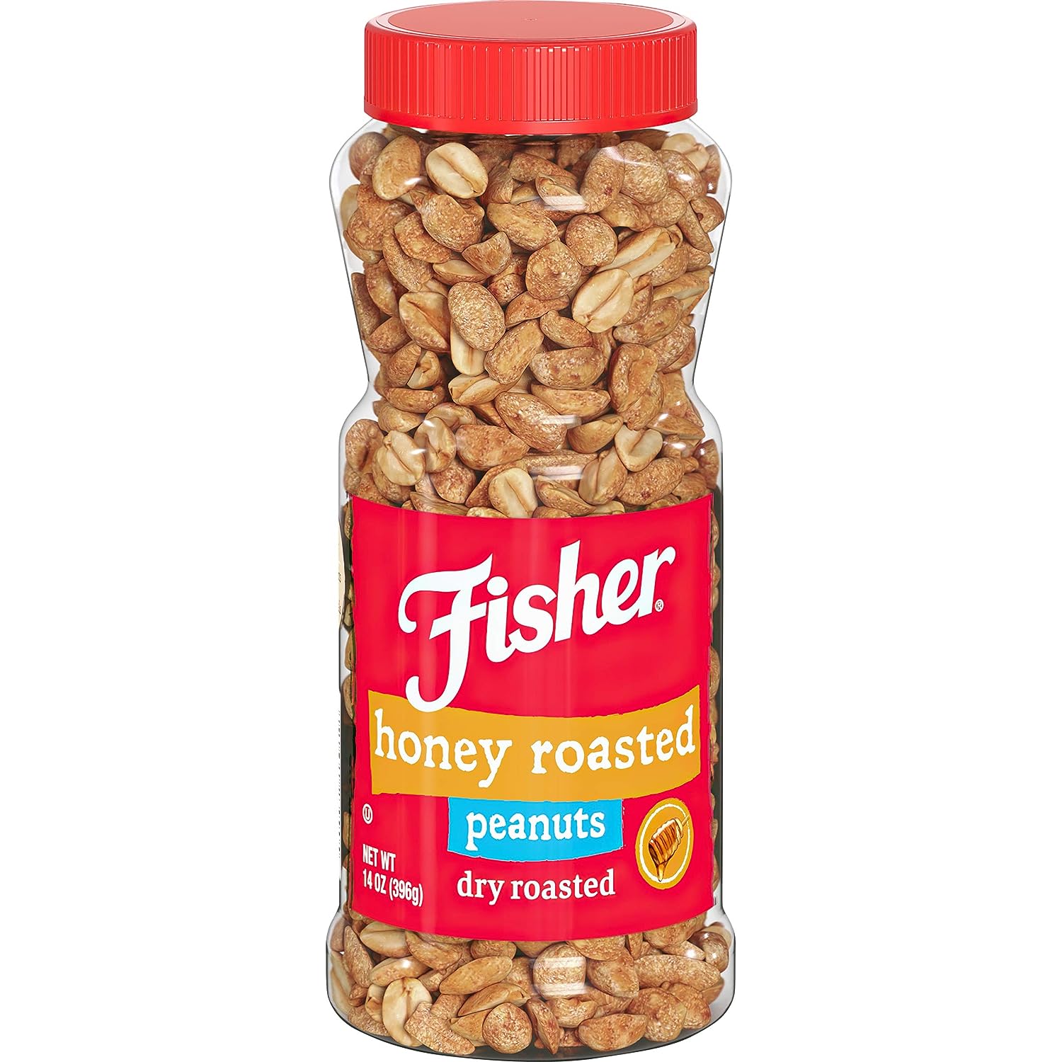 Fisher Snack Honey Roasted Dry Roasted Peanuts, 14 Ounces, Made with Real Honey