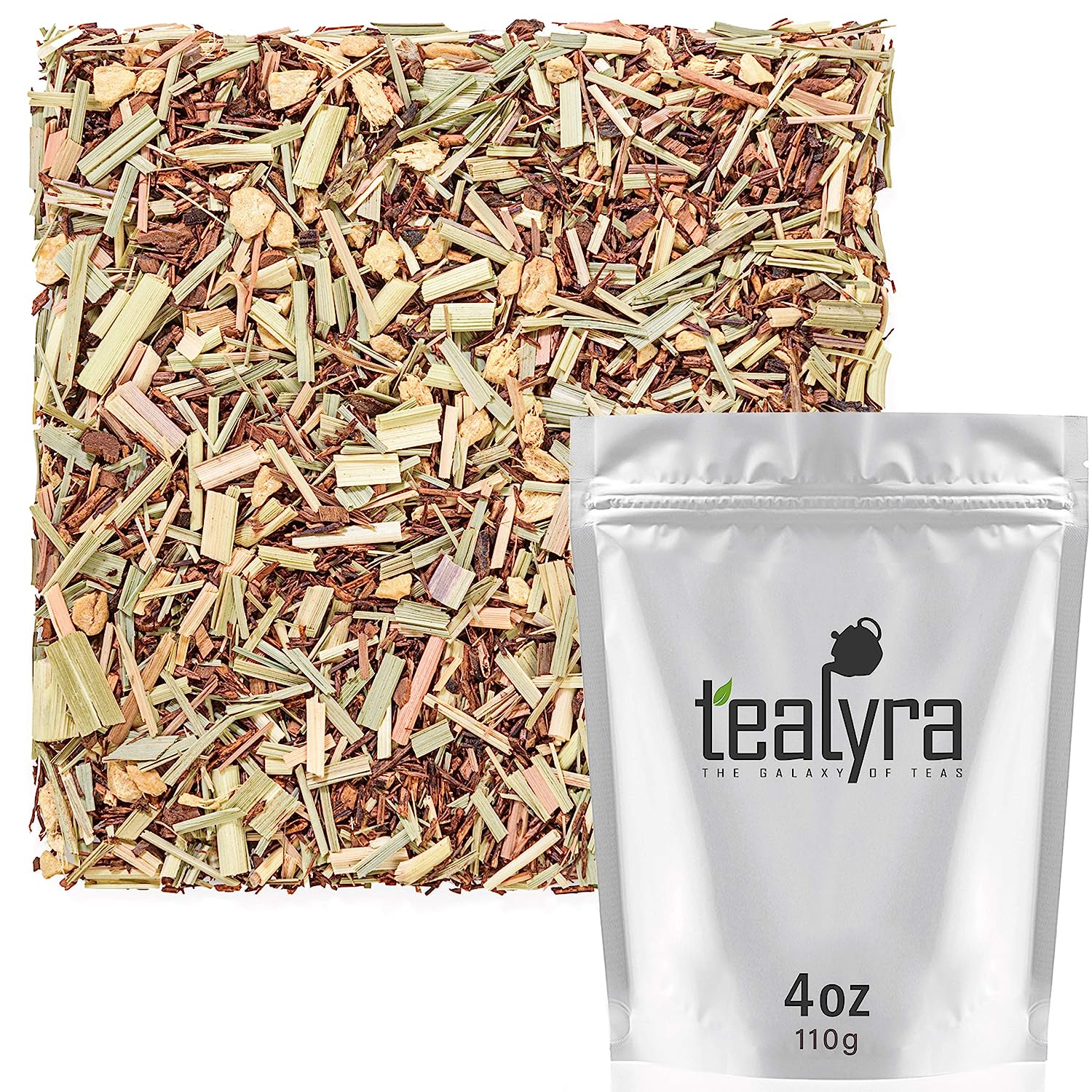 Tealyra - French Lemon Ginger - Rooibos - Honeybush - Lemongrass - Red Bush Herbal Loose Leaf Tea Blend - All Natural Ingredients - High Antioxidants - Caffeine-Free - 110g (4-ounce)