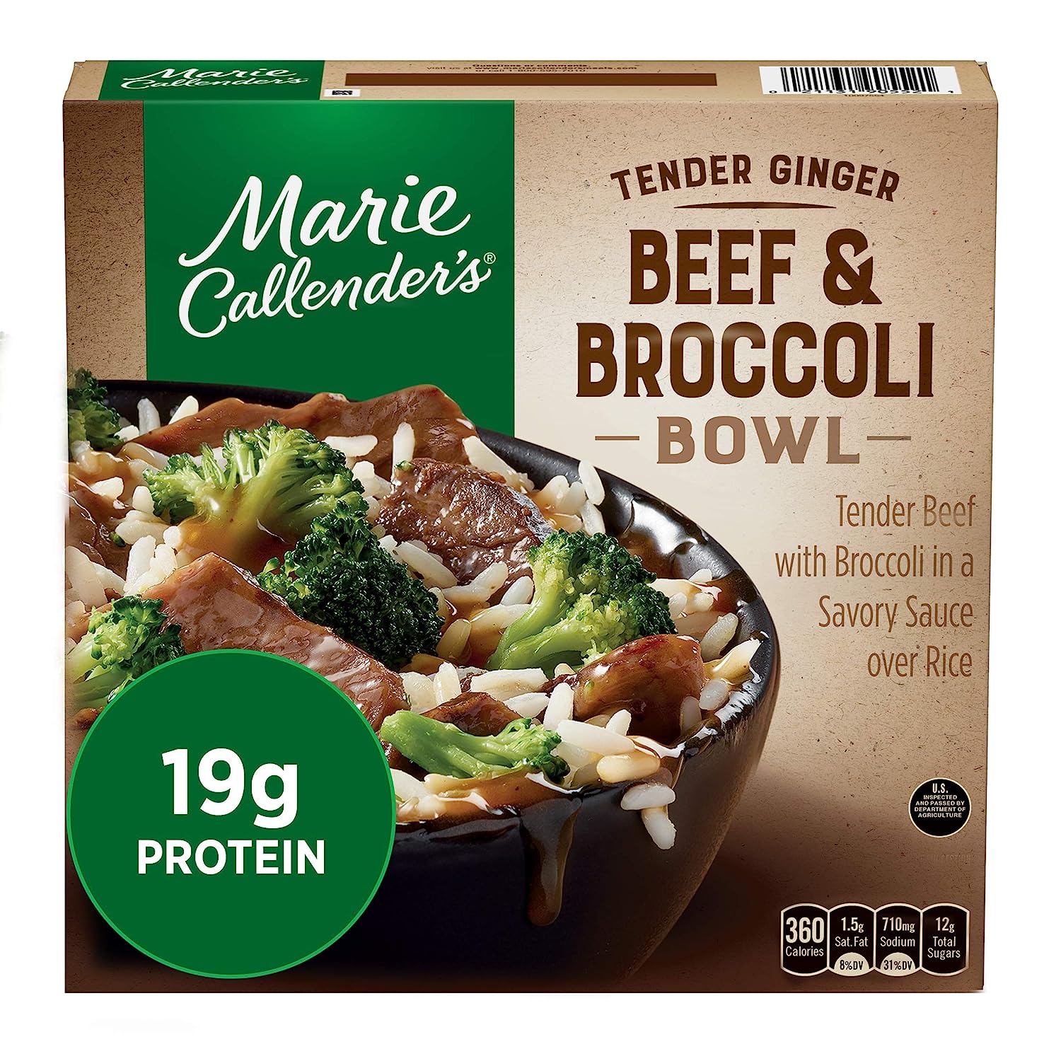 Marie Callender's Tender Ginger Beef and Broccoli Bowl, Frozen Meal, 11.8 oz