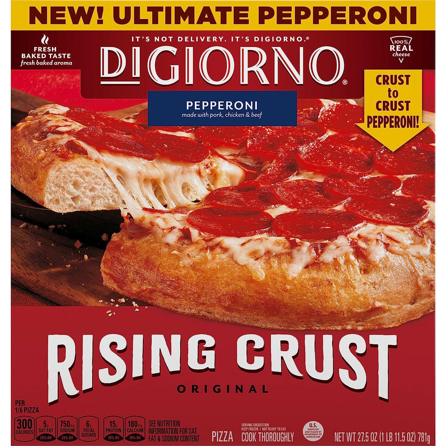 DIGIORNO Frozen Pizza - Frozen Pepperoni Pizza - 27.5 oz Rising Crust Pizza