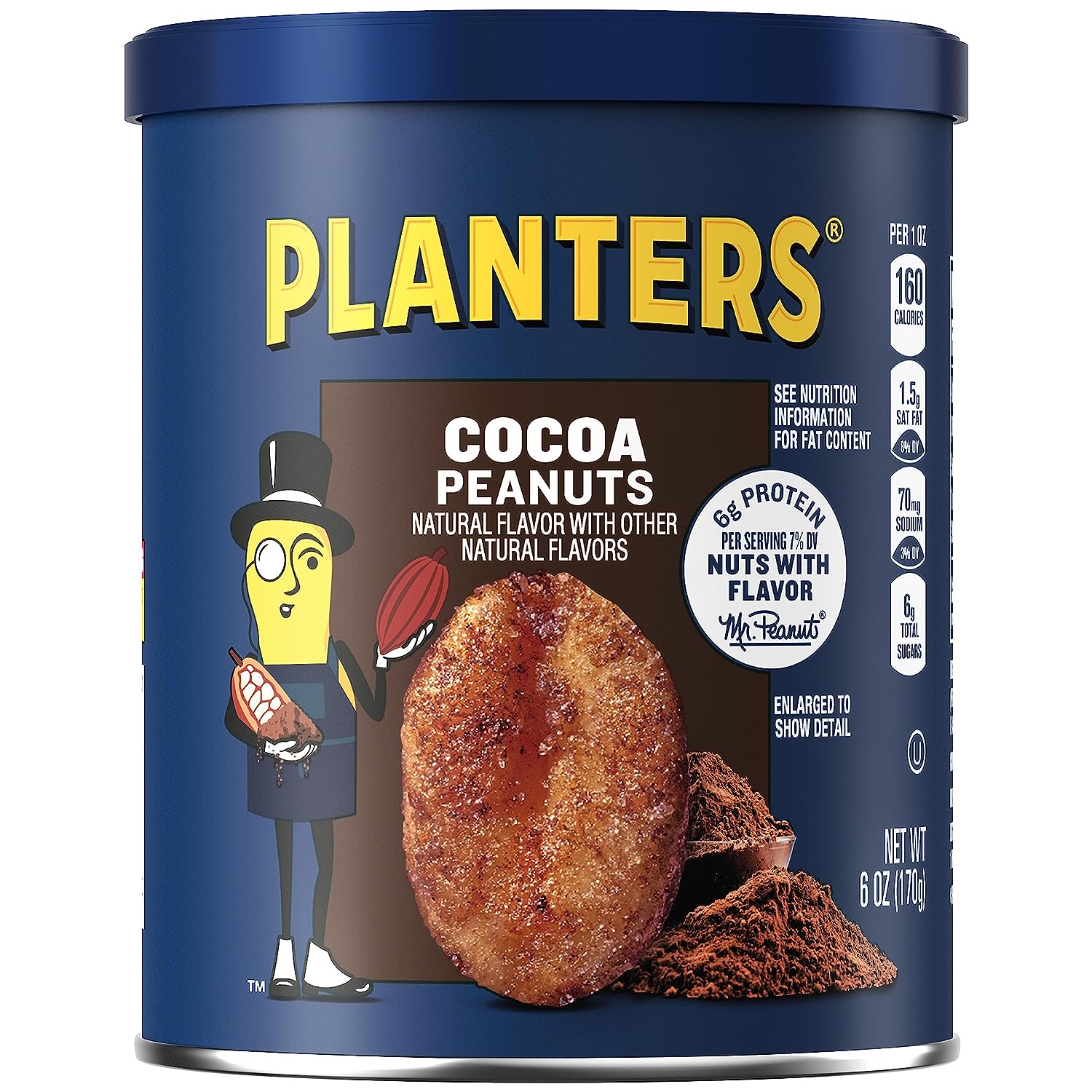 Planters Cocoa Peanuts (8 ct Pack, 6 oz Canisters)