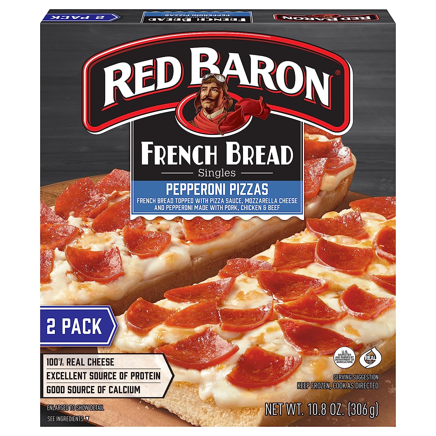 Red Baron, French Bread Pepperoni Pizza, 10.80 oz (Frozen)