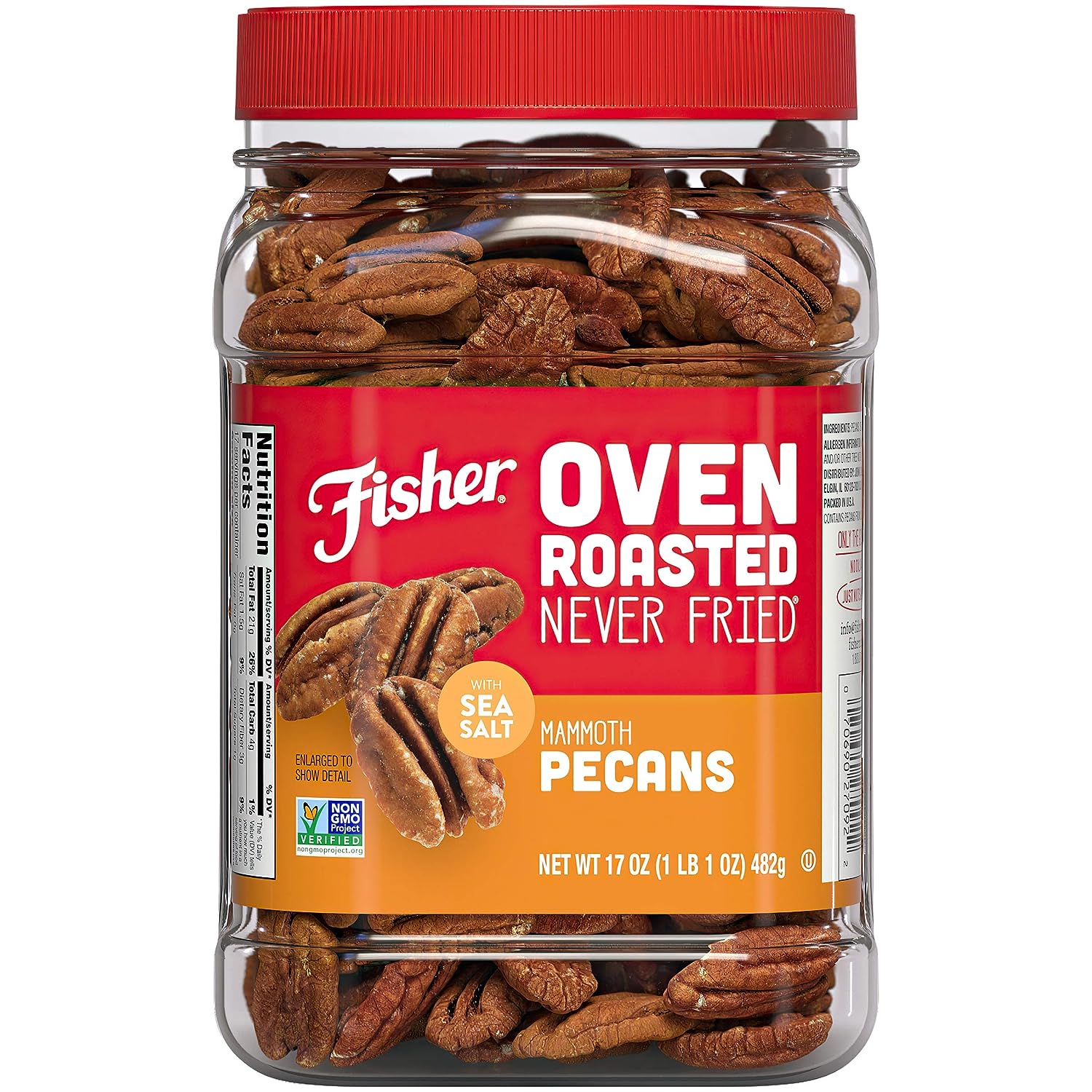 Fisher Snack Oven Roasted Never Fried Mammoth Pecans