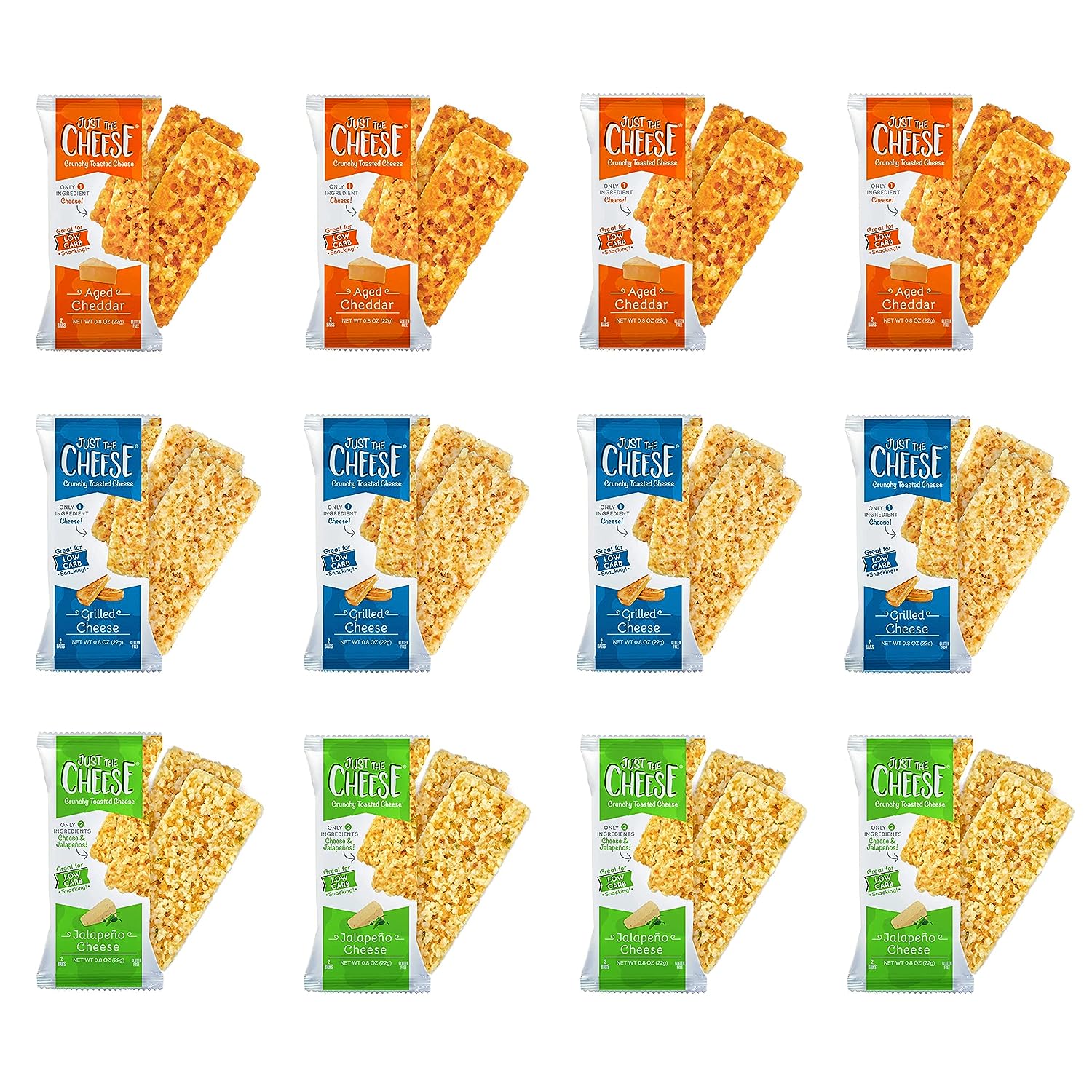 Just the Cheese Bars Cheese Crisps | High Protein Baked Keto Snack | Made with 100% Real Cheese | Gluten Free | Low Carb Lifestyle | VARIETY PACK