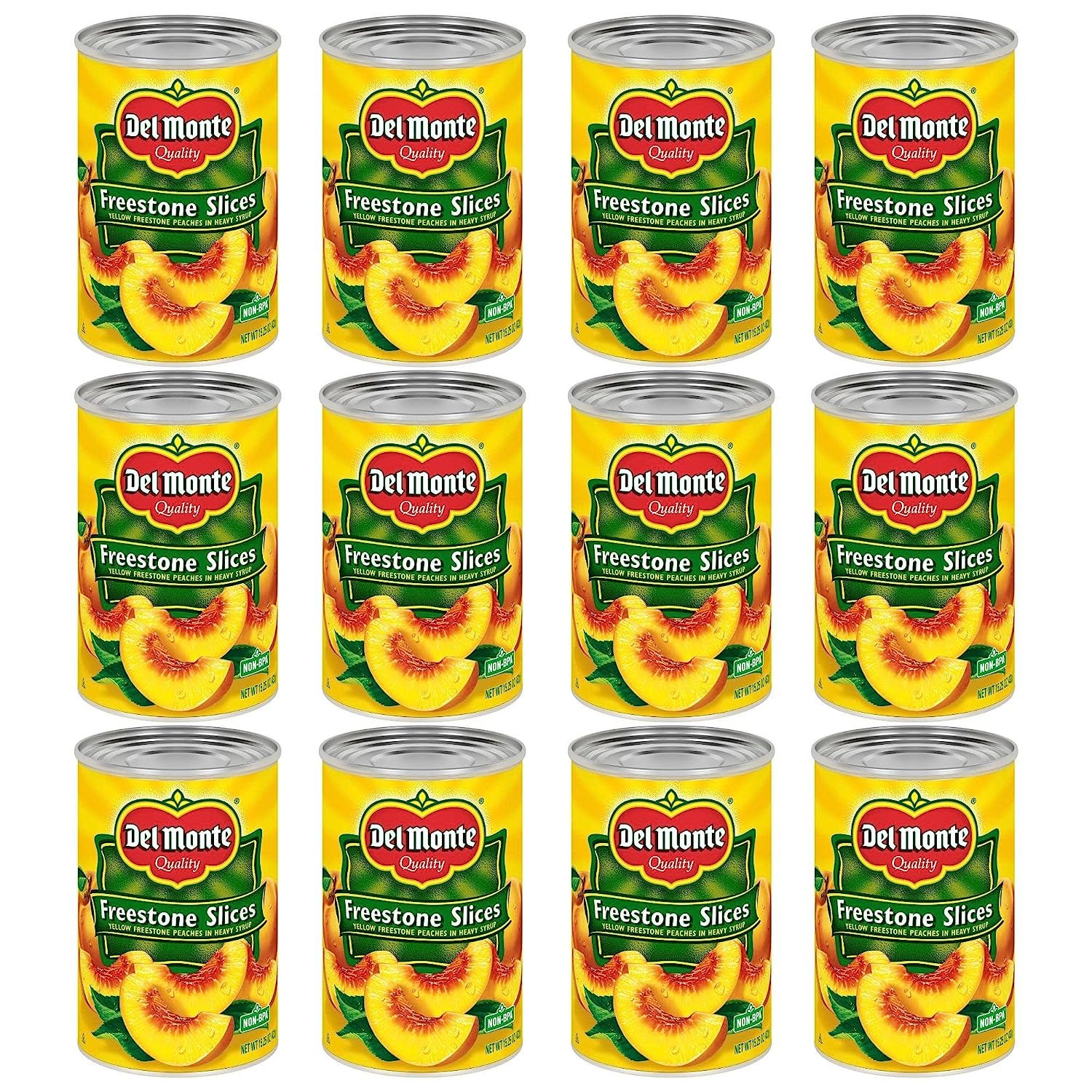 Del Monte Canned Sliced Peaches in Heavy Syrup, 15.25 Ounce (Pack of 12) Sliced, Cal. Freestone