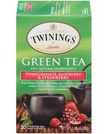 Twinings Green Tea With Pomegranate, Raspberry and Strawberry, 20 Count Pack of 6, Individually Wrapped Bags, Caffeinated